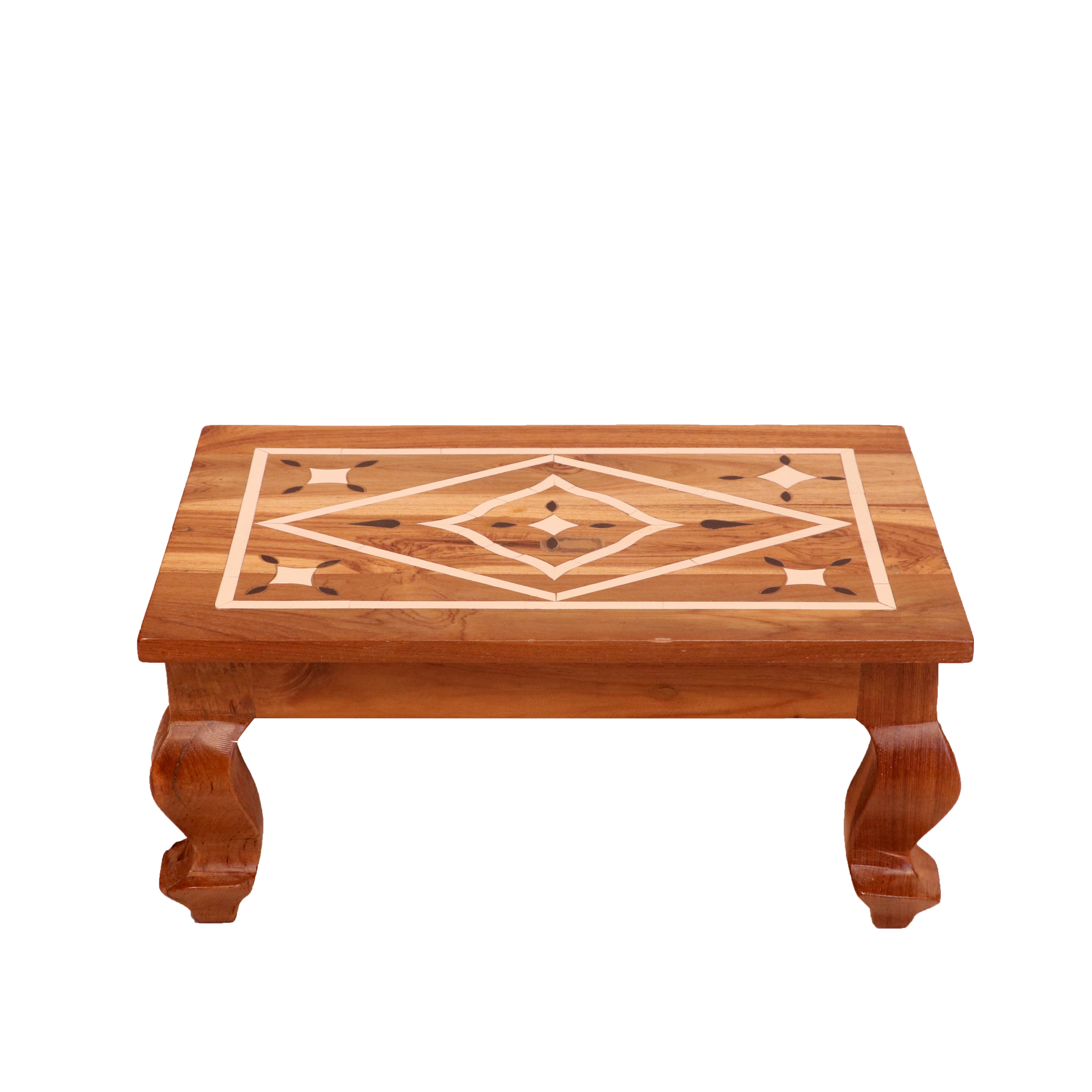 Ethnic Cross Rustic Inlay Wooden Handmade Bajot for Home Bajot