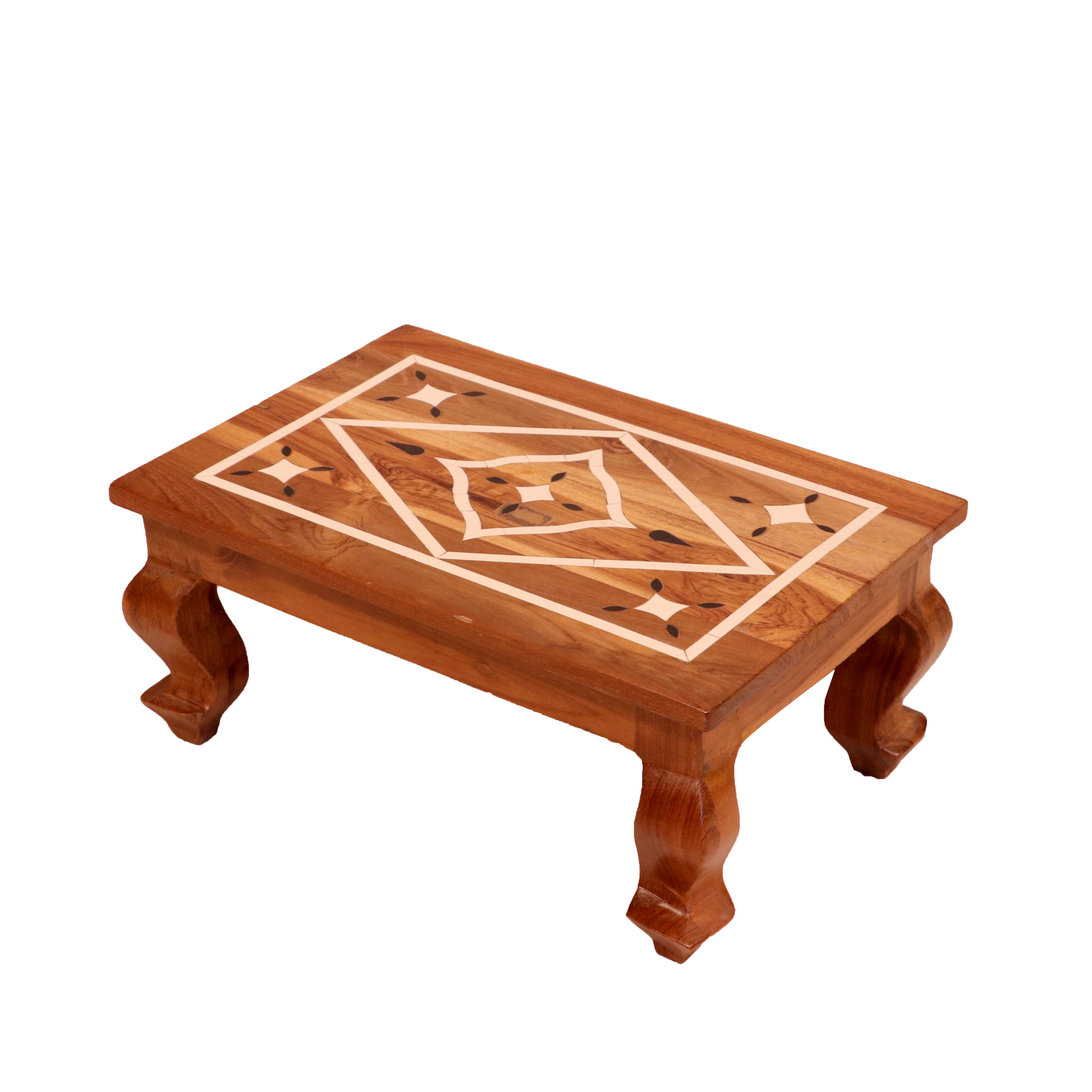 Ethnic Cross Rustic Inlay Wooden Handmade Bajot for Home Bajot