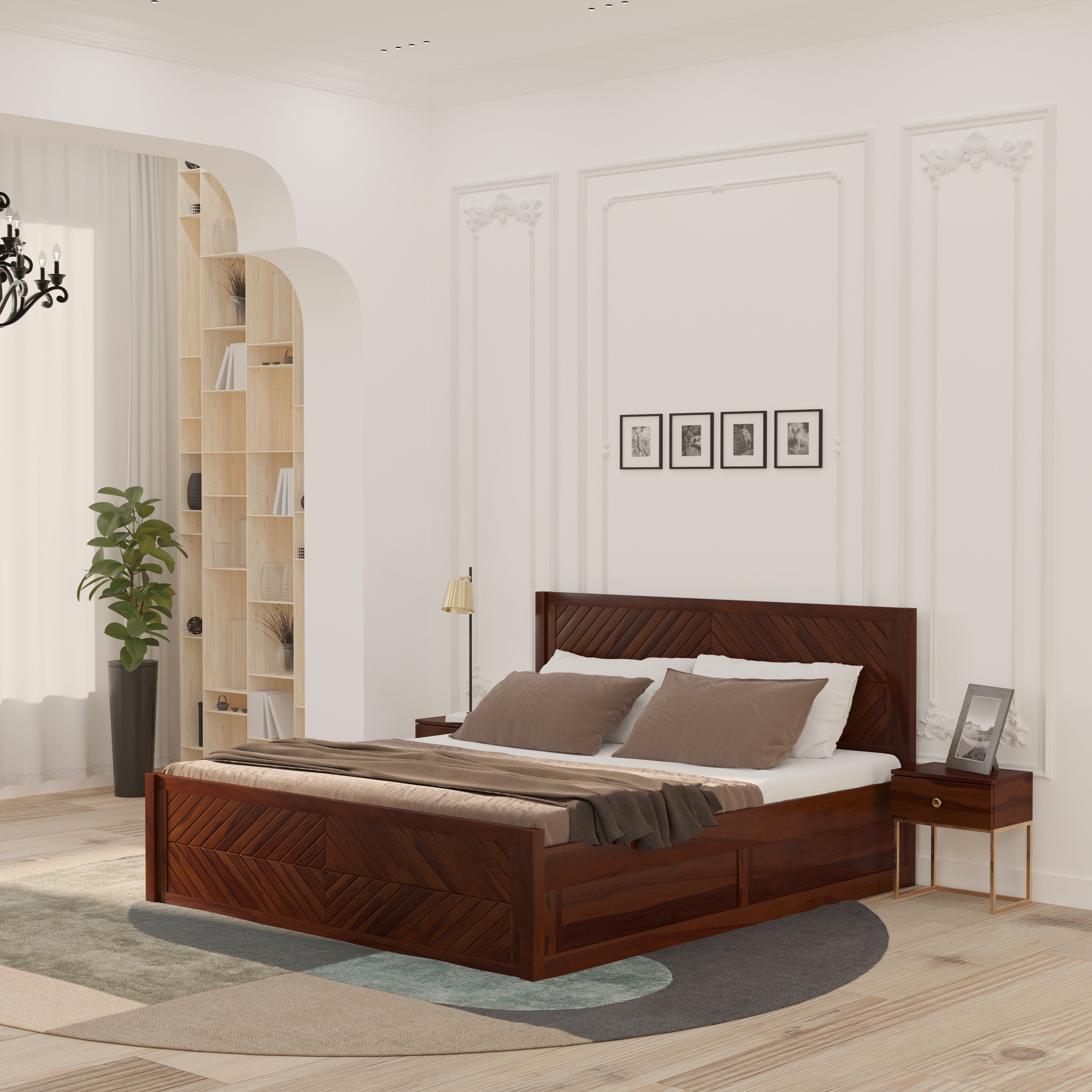 Scandinavian Solid Wood King Hydraulic Storage Bed Bed