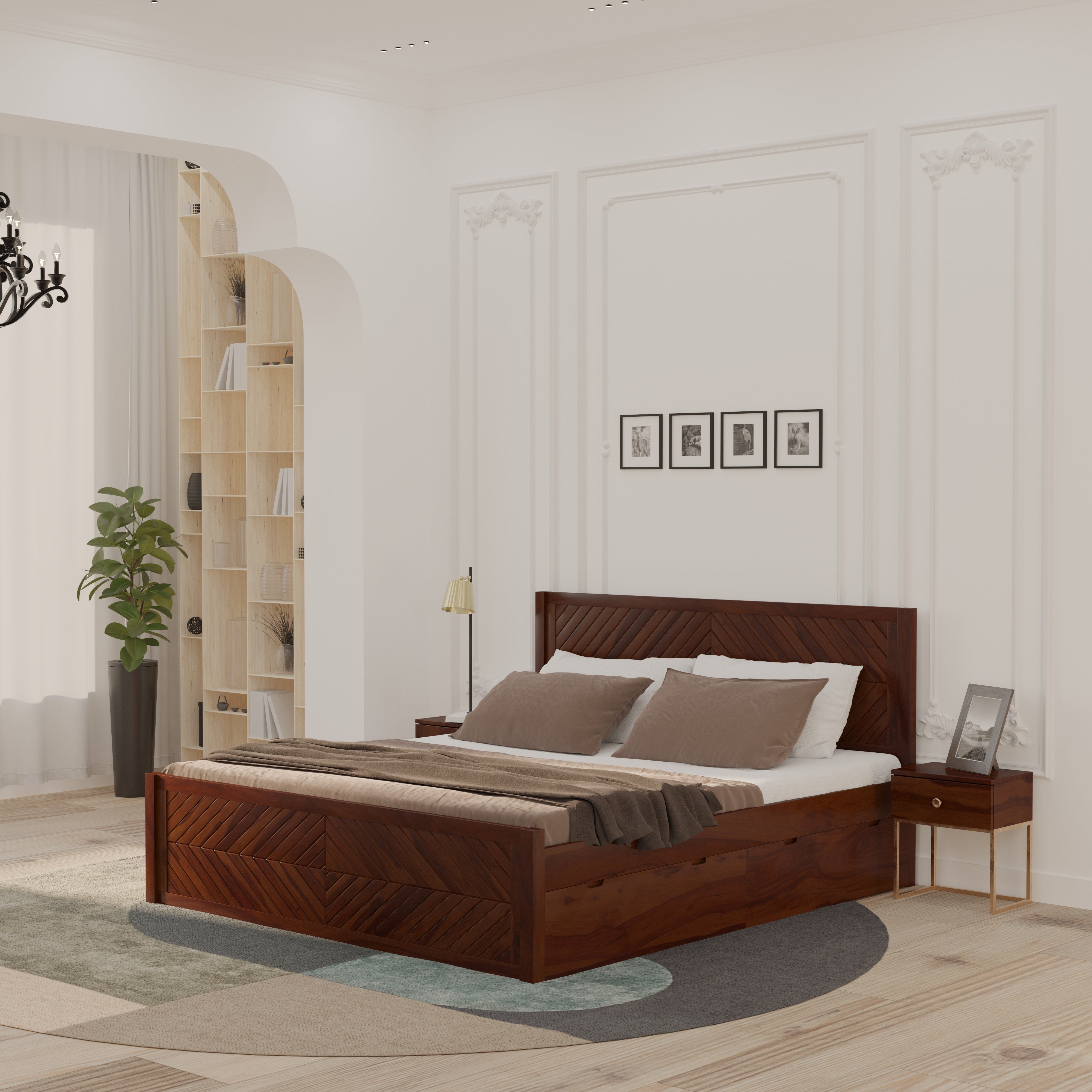 Scandinavian Solid Wood King Storage Bed Bed