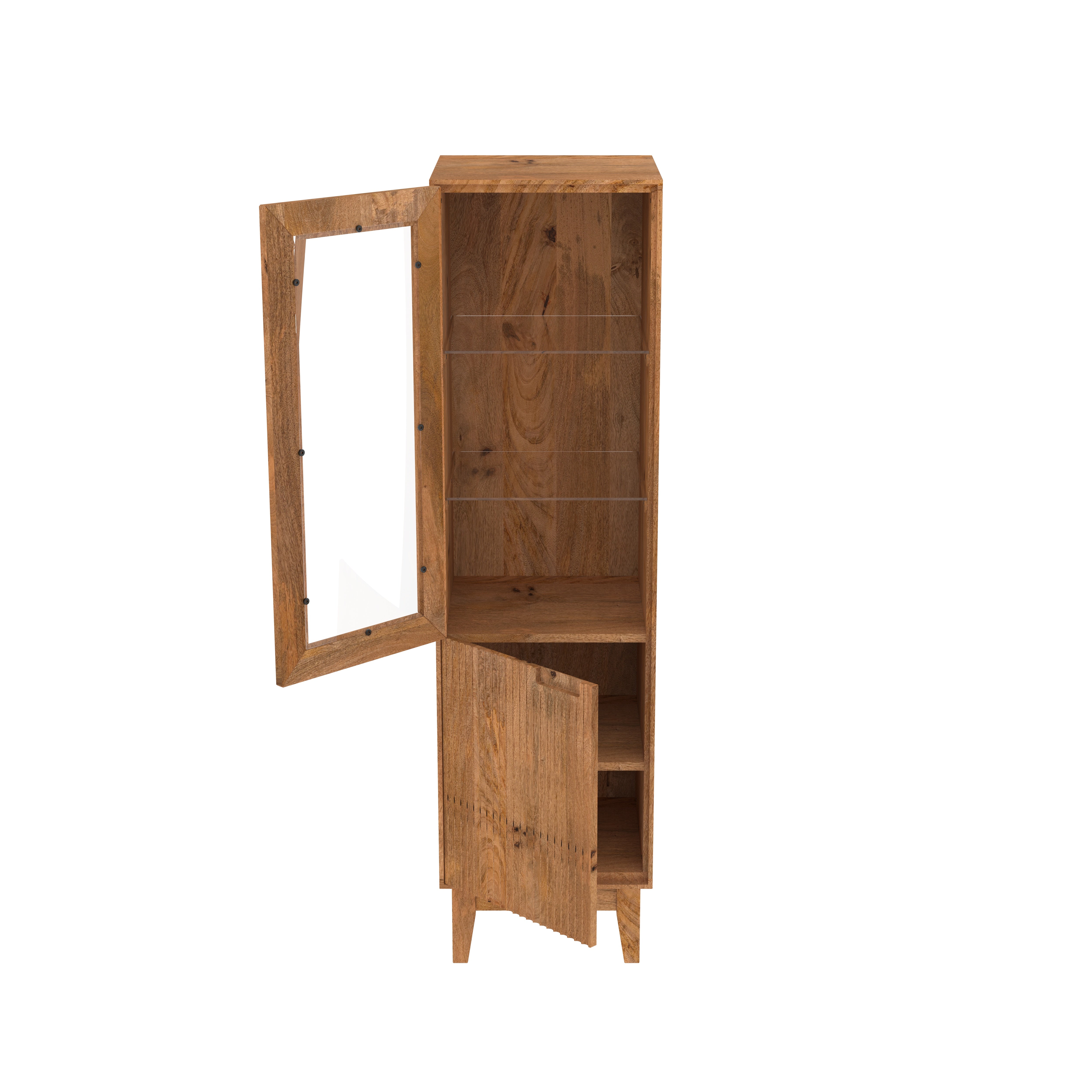 Solid wood Single door glass long Cabinet Cupboard