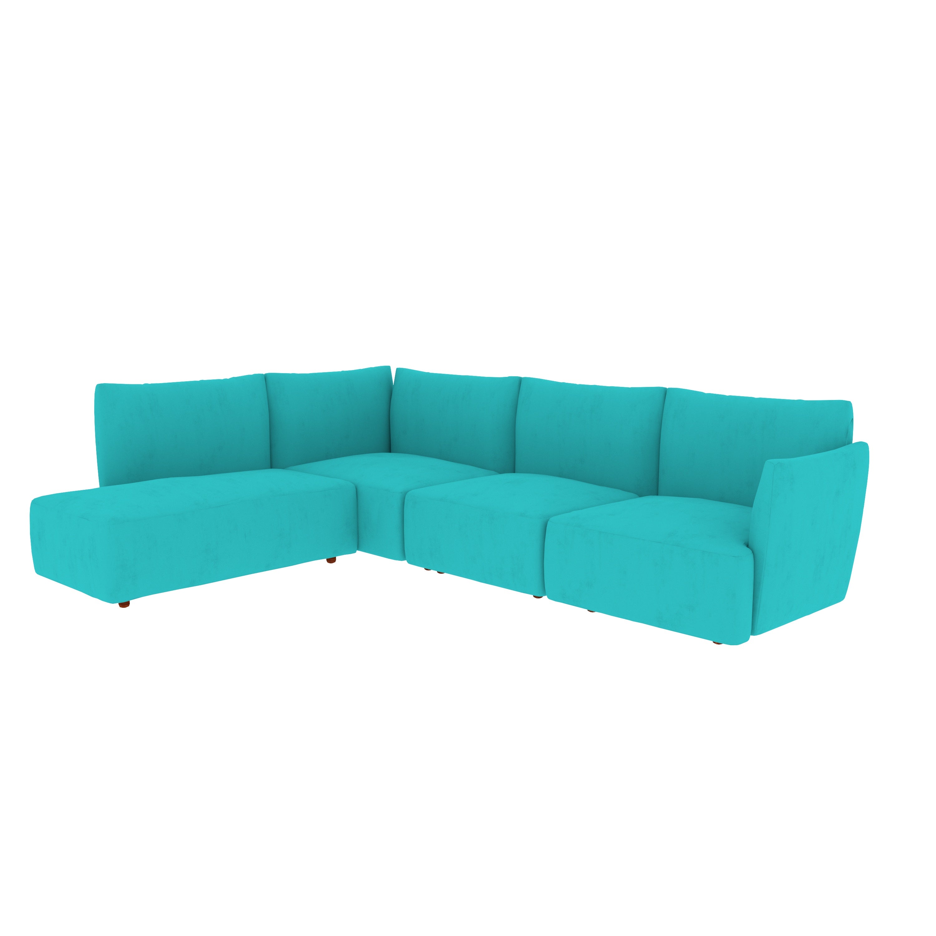 Aqua Cyan Pastel Coloured with Premium Comfort L Shaped 4 Seater Sofa Set for Home Sofa