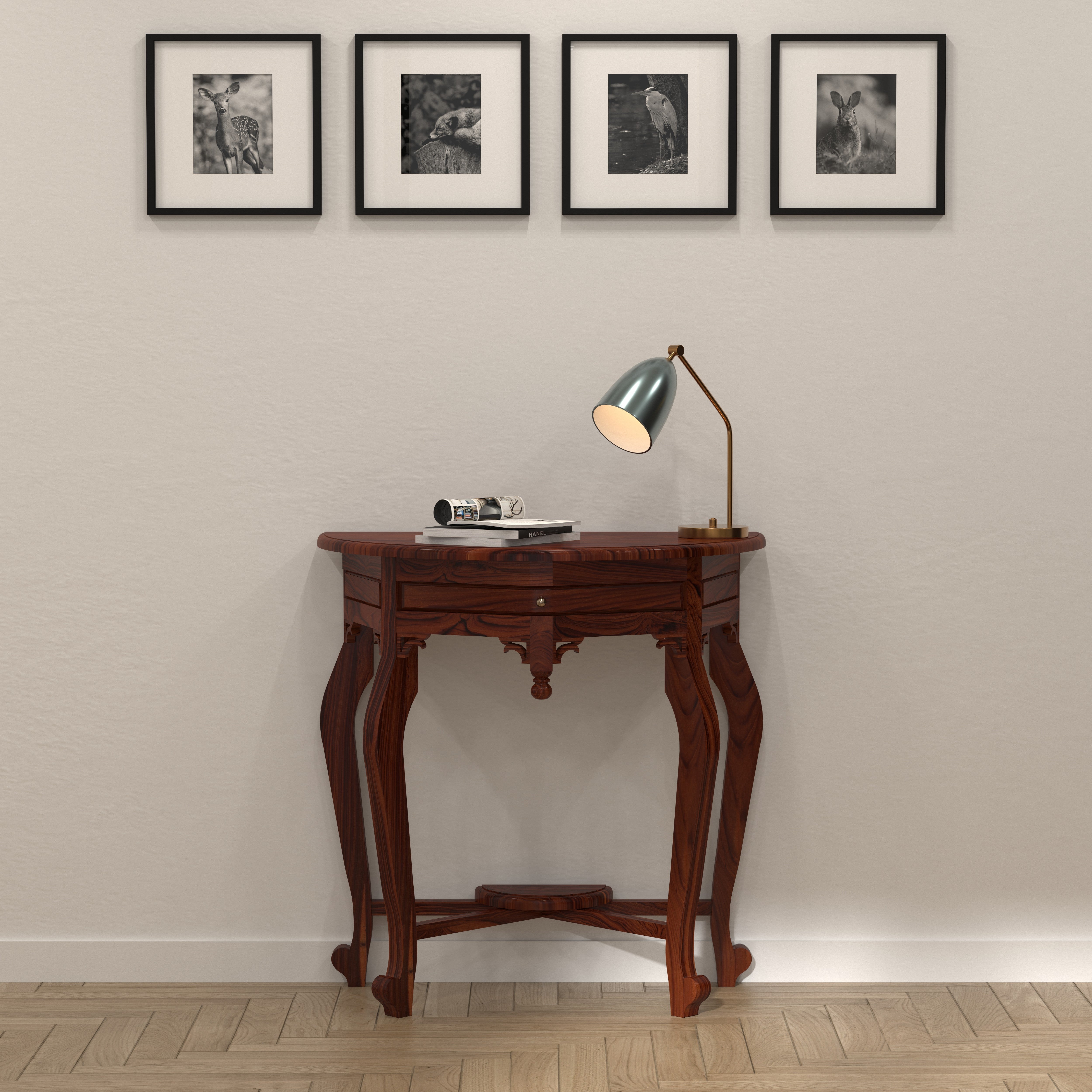 Montage Unique Brown Finished Wooden Handmade Console Table Console Table