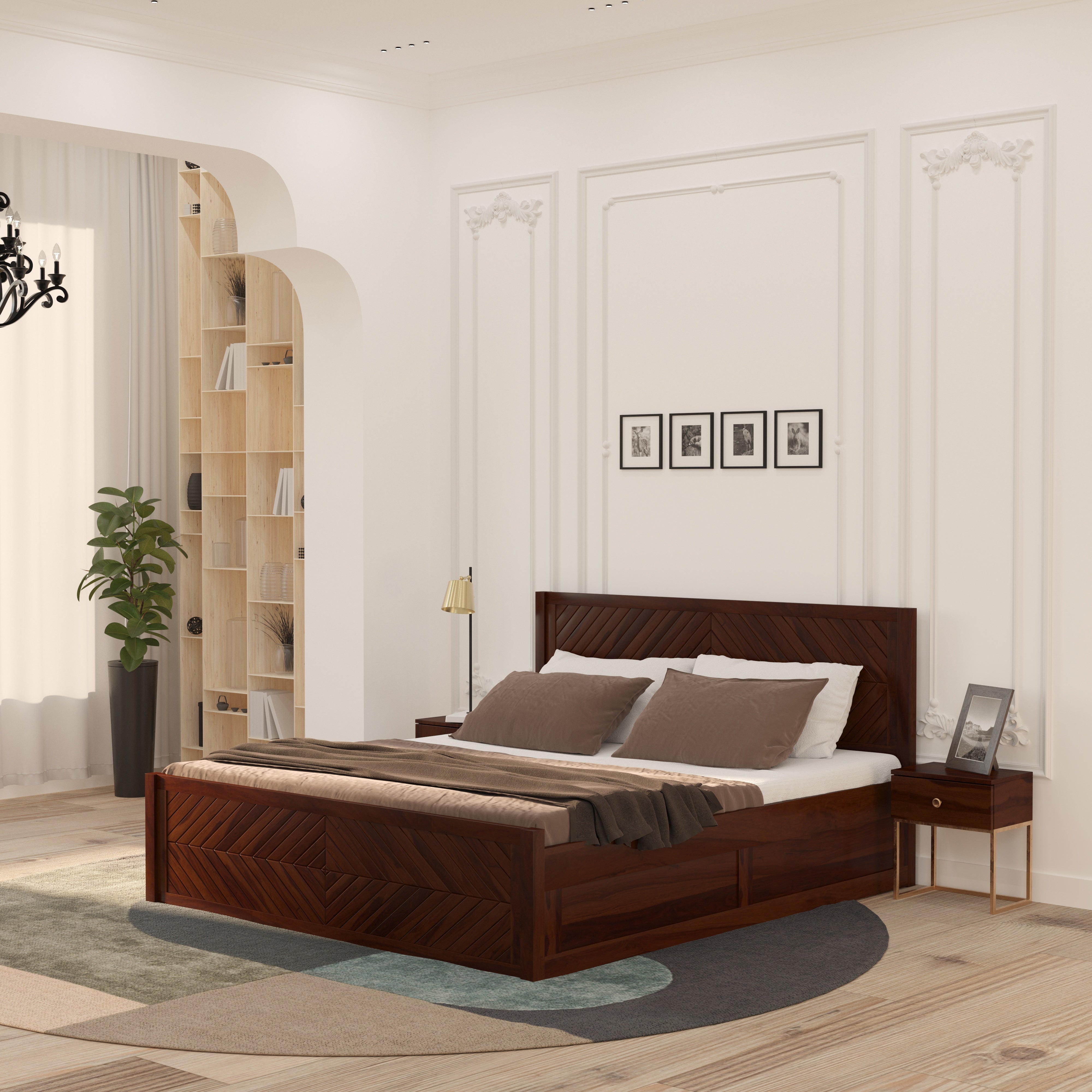 Scandinavian Contemporary Wooden Storage Bed Bed