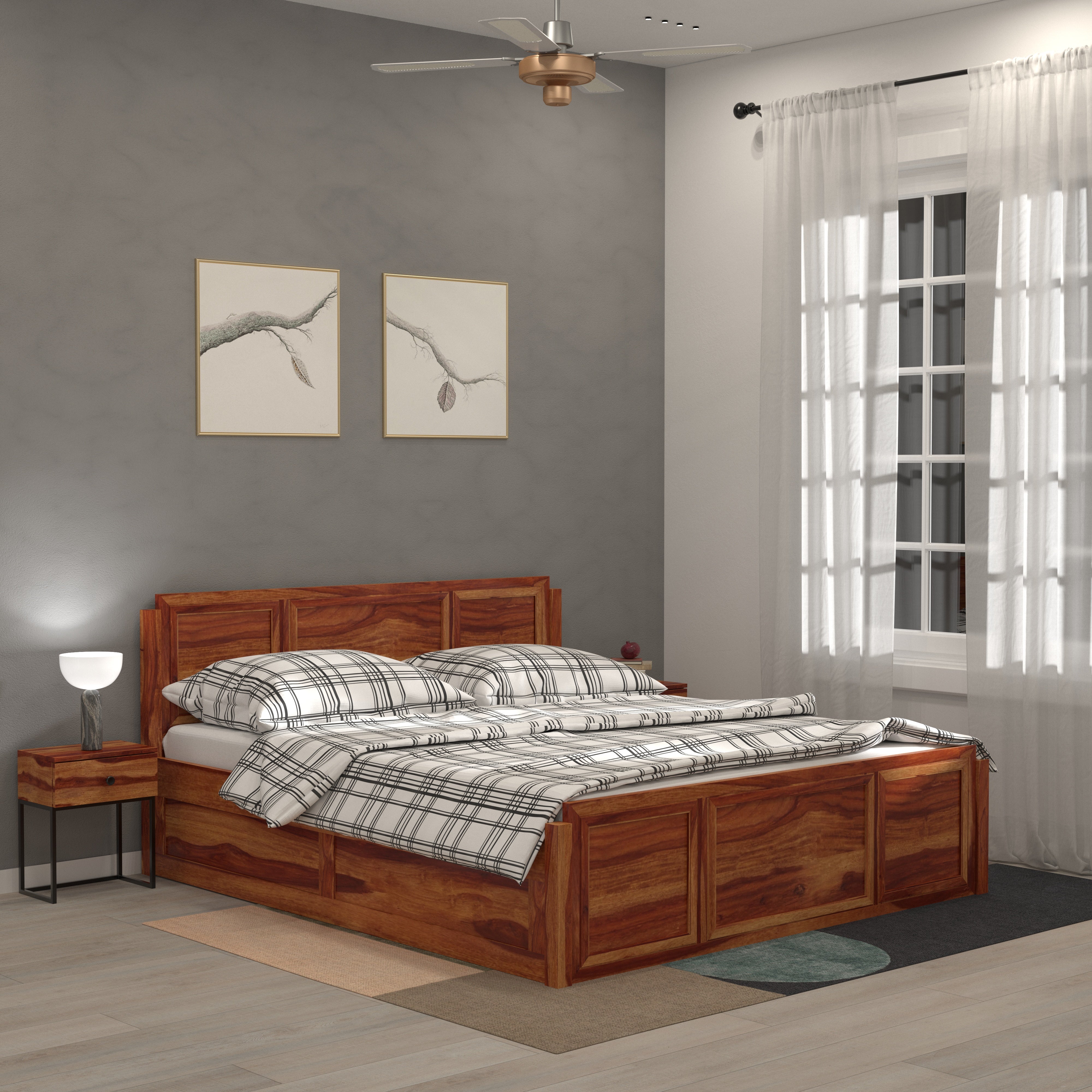 Ethnic Hydraulic Storage King Size Bed Bed