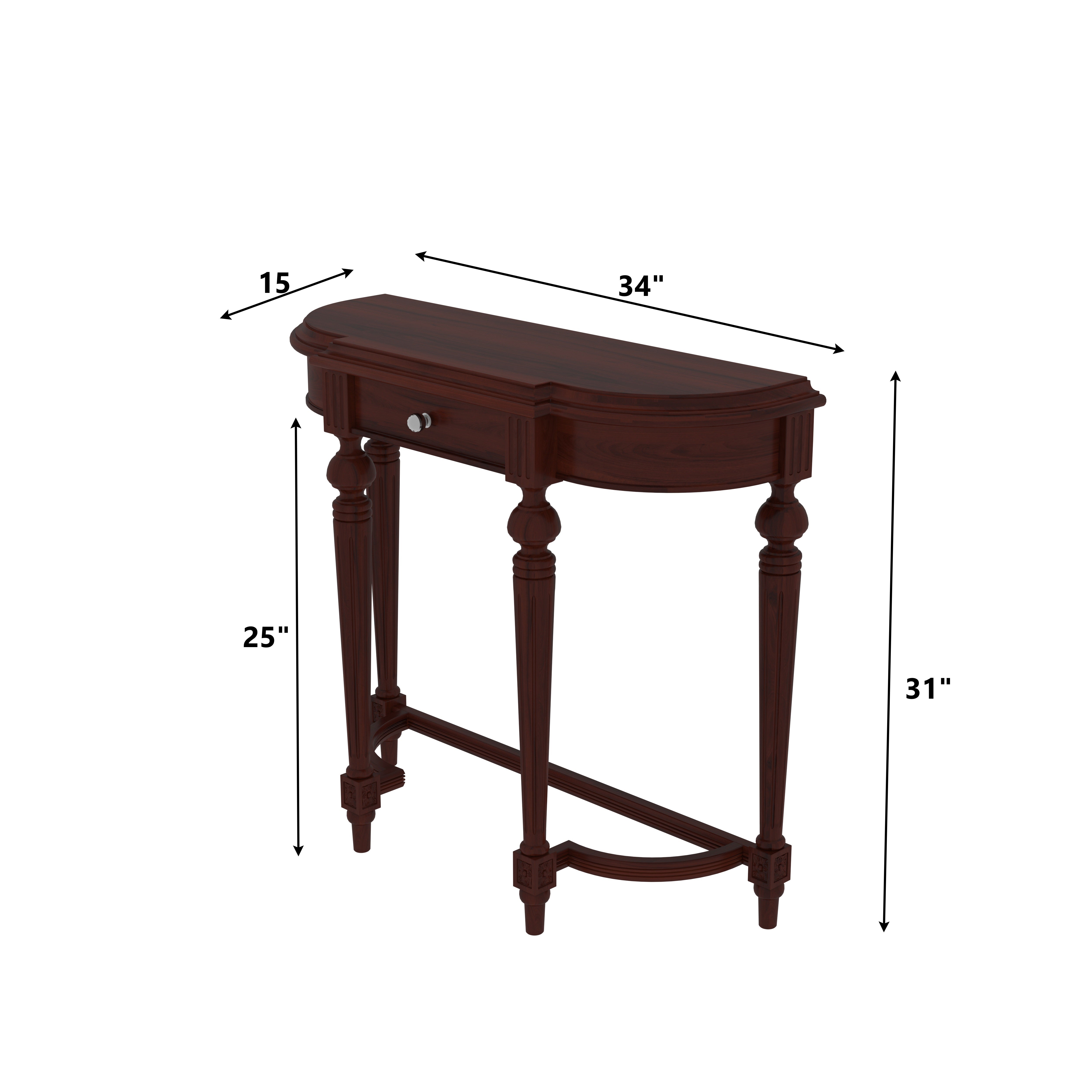 Heritage Dark Brown Finished Wooden Handmade Console Table Console Table