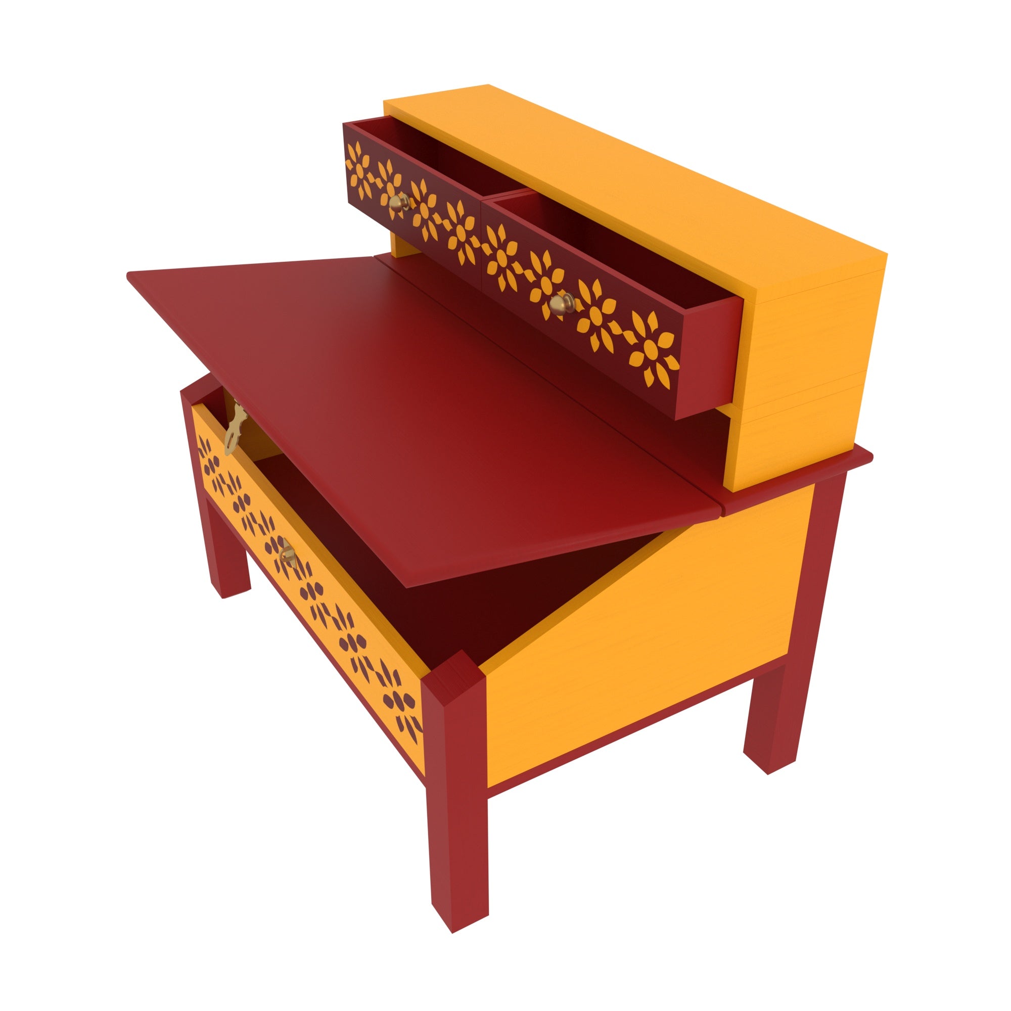 Traditional Red Matte Finished Wooden Handmade Lapdesk Lapdesk