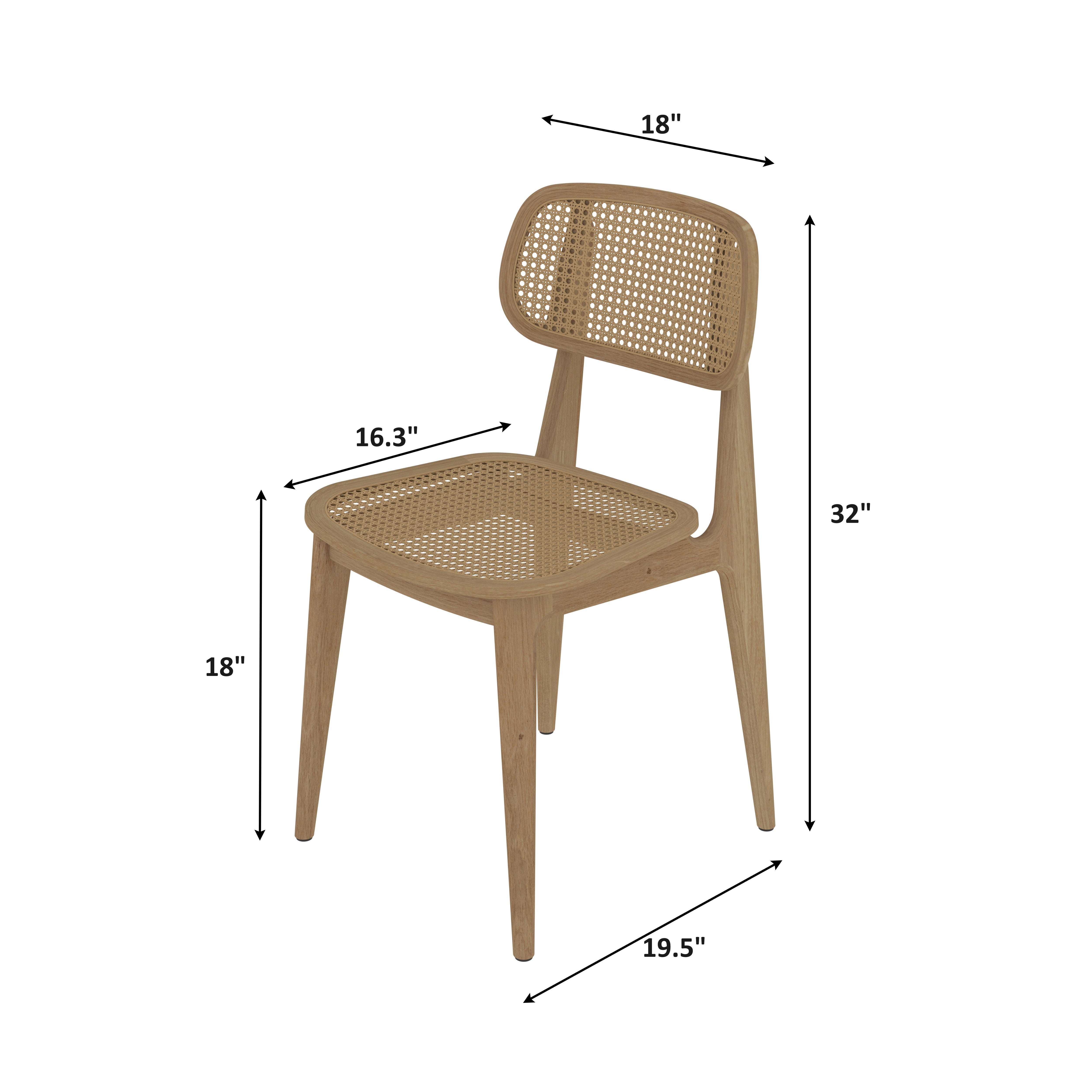 Montage Modern Handmade Wooden Back Cane Dining Chair Dining Chair