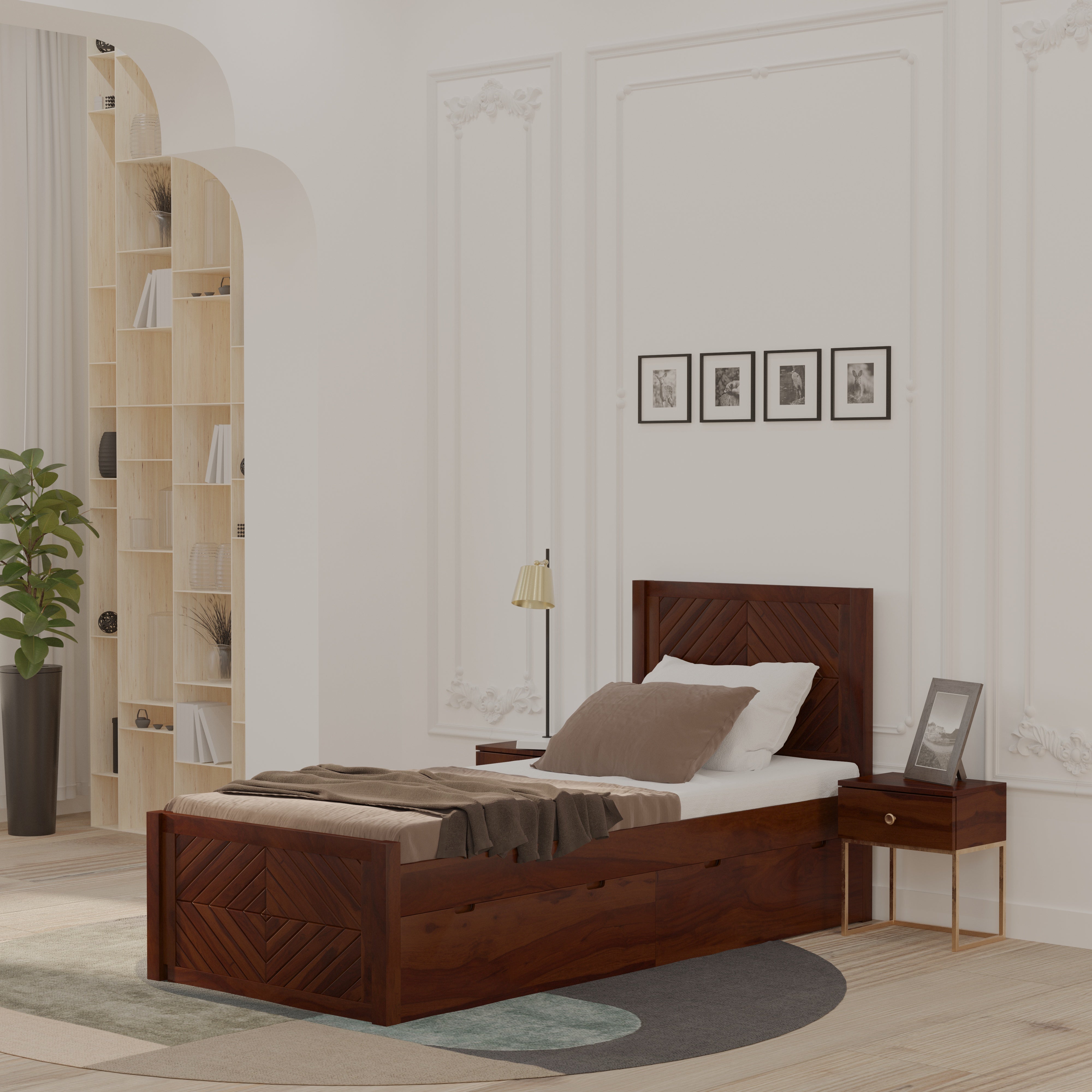 Scandinavian Classic Single Storage Bed Bed