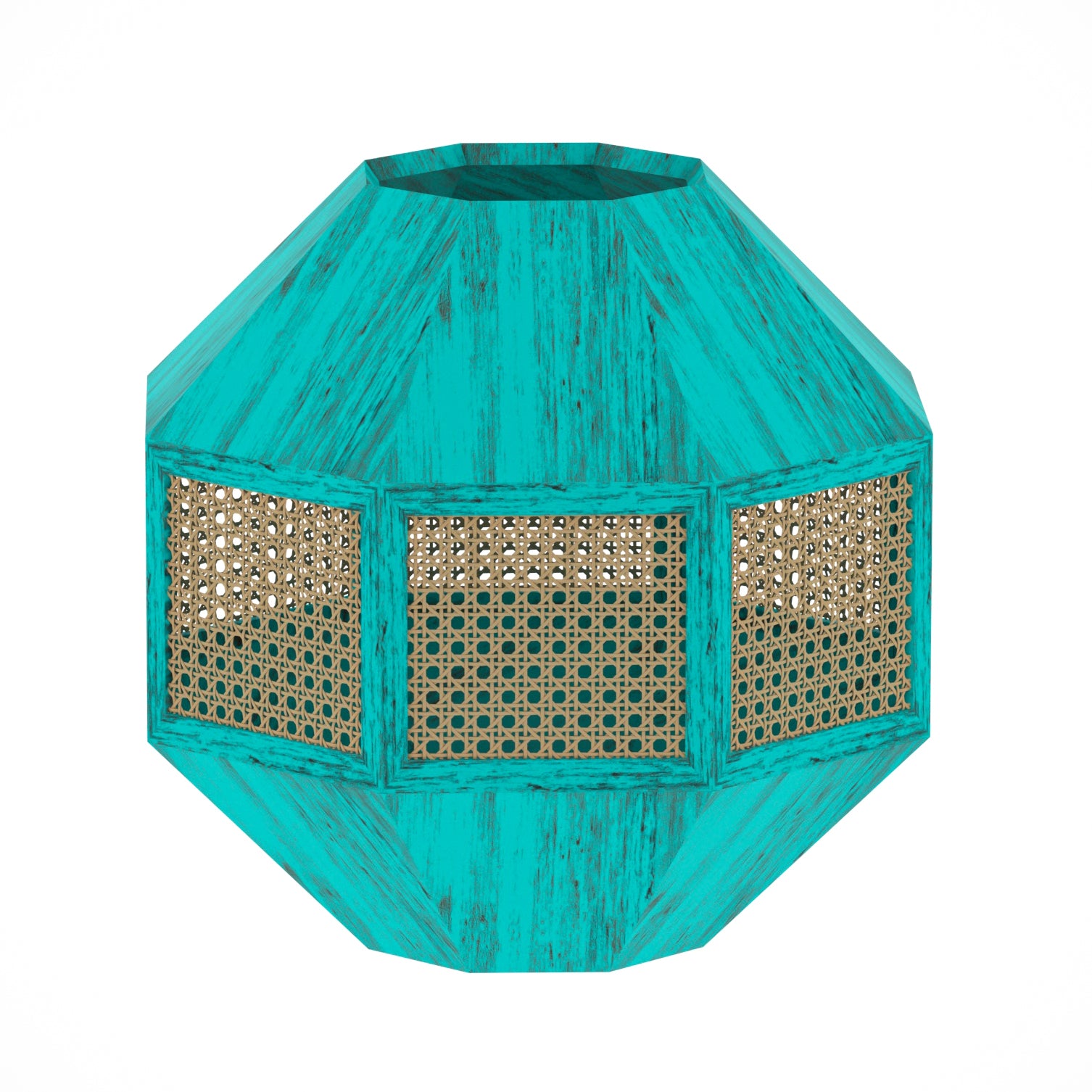 Diamond Shaped Wooden Handmade Sea Green Distressed Flowerpot for Home Vase