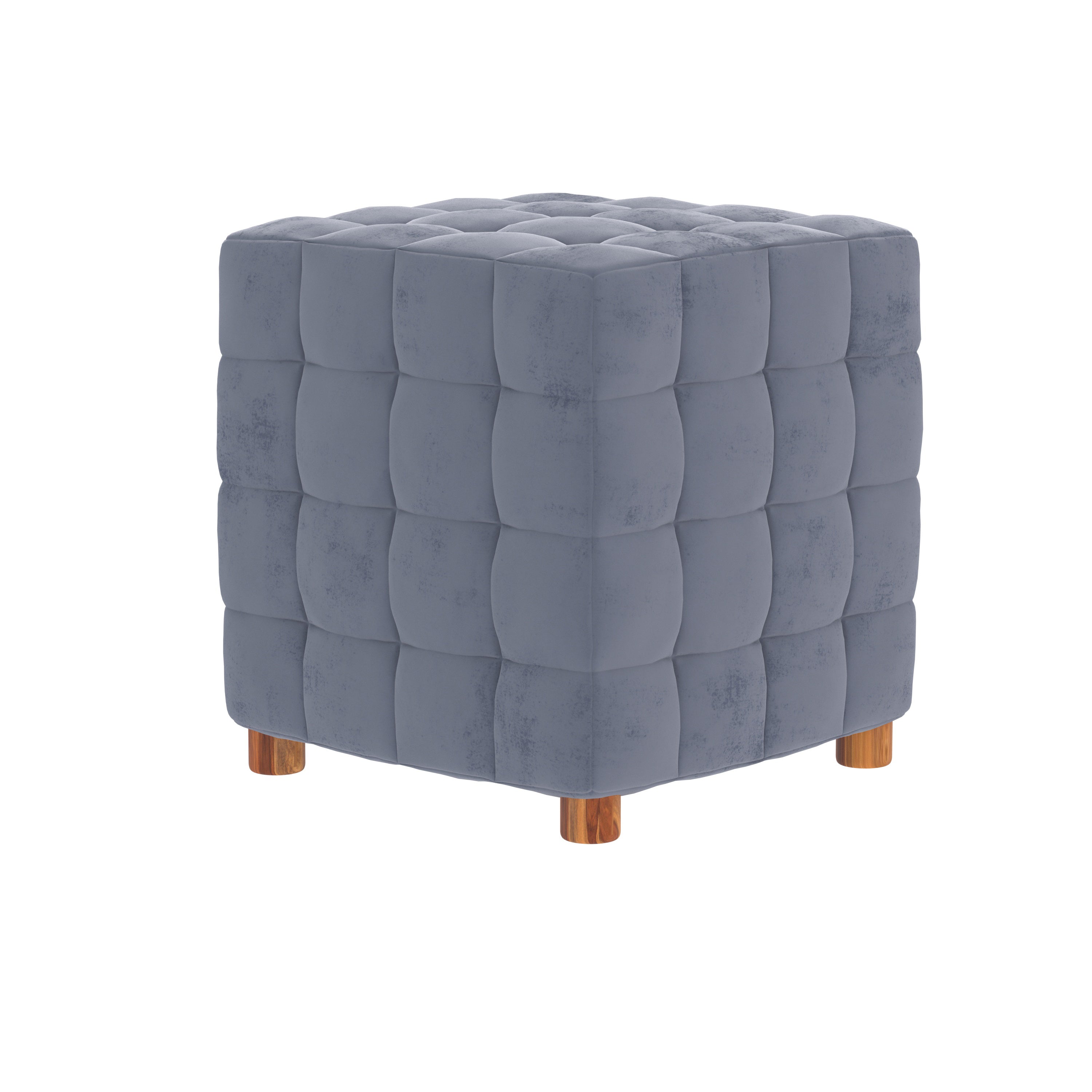 Classic Light Truffle Wooden Smooth Finish Light Seating Stool Pouf