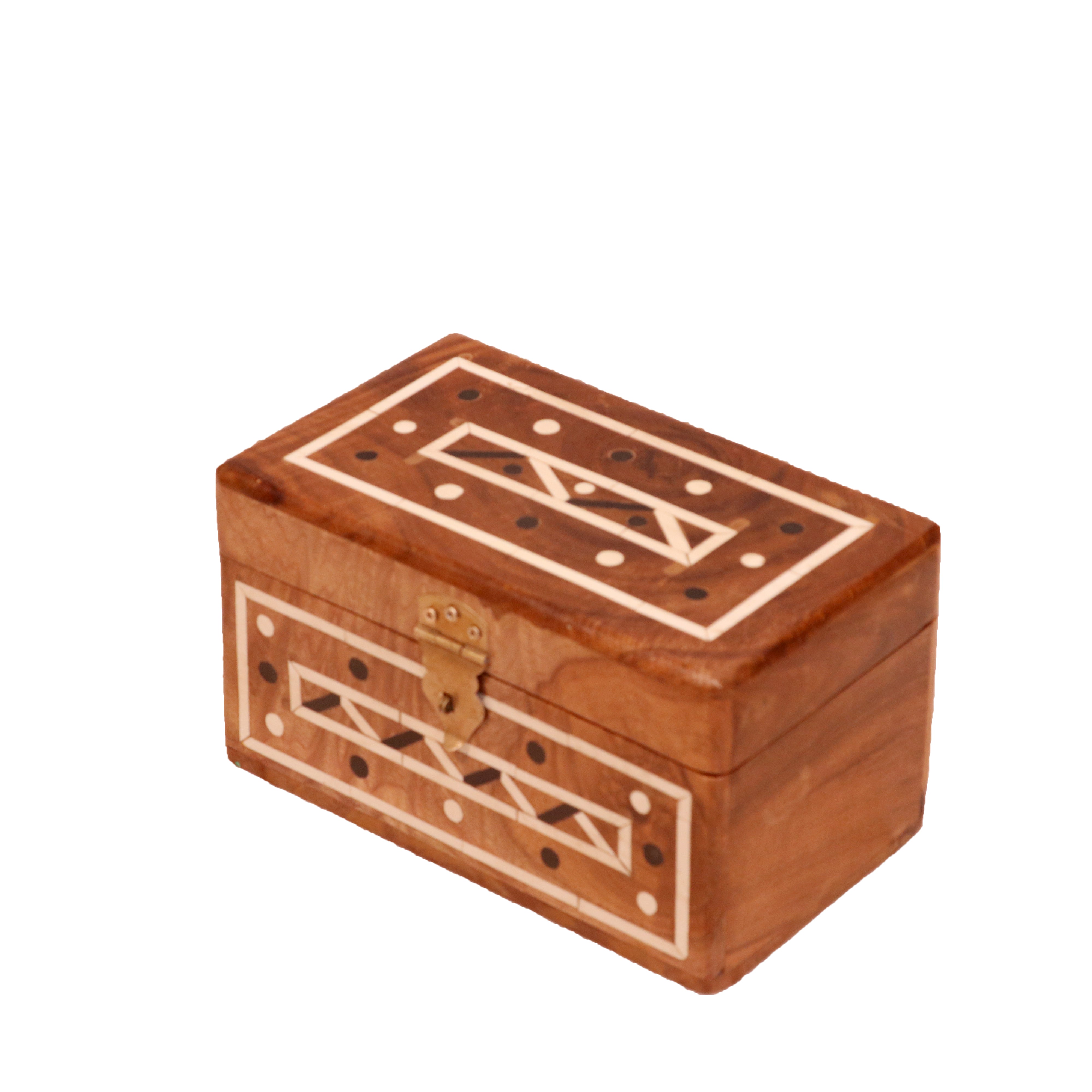 Beautiful Small Handmade Inlay Designed Wooden Jewelry Box for Home Wooden Box