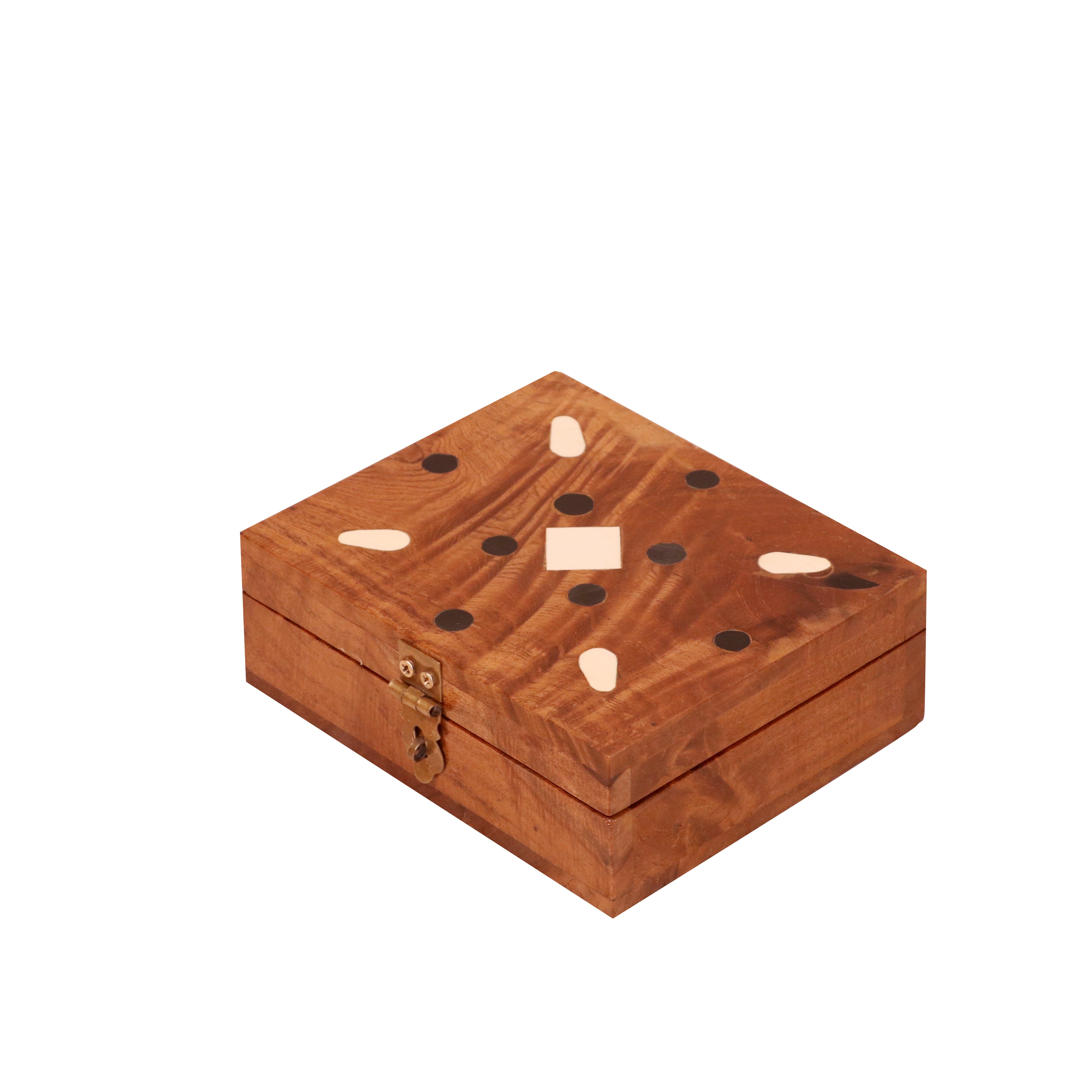 Simple Handmade Black and White Inlay Designed Wooden Jewelry Box for Home Wooden Box