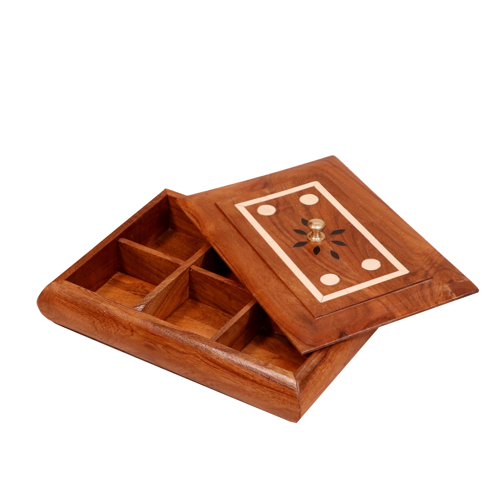 Beautiful Multi Slots Handmade Inlay Designed Handy Wooden Box for Home