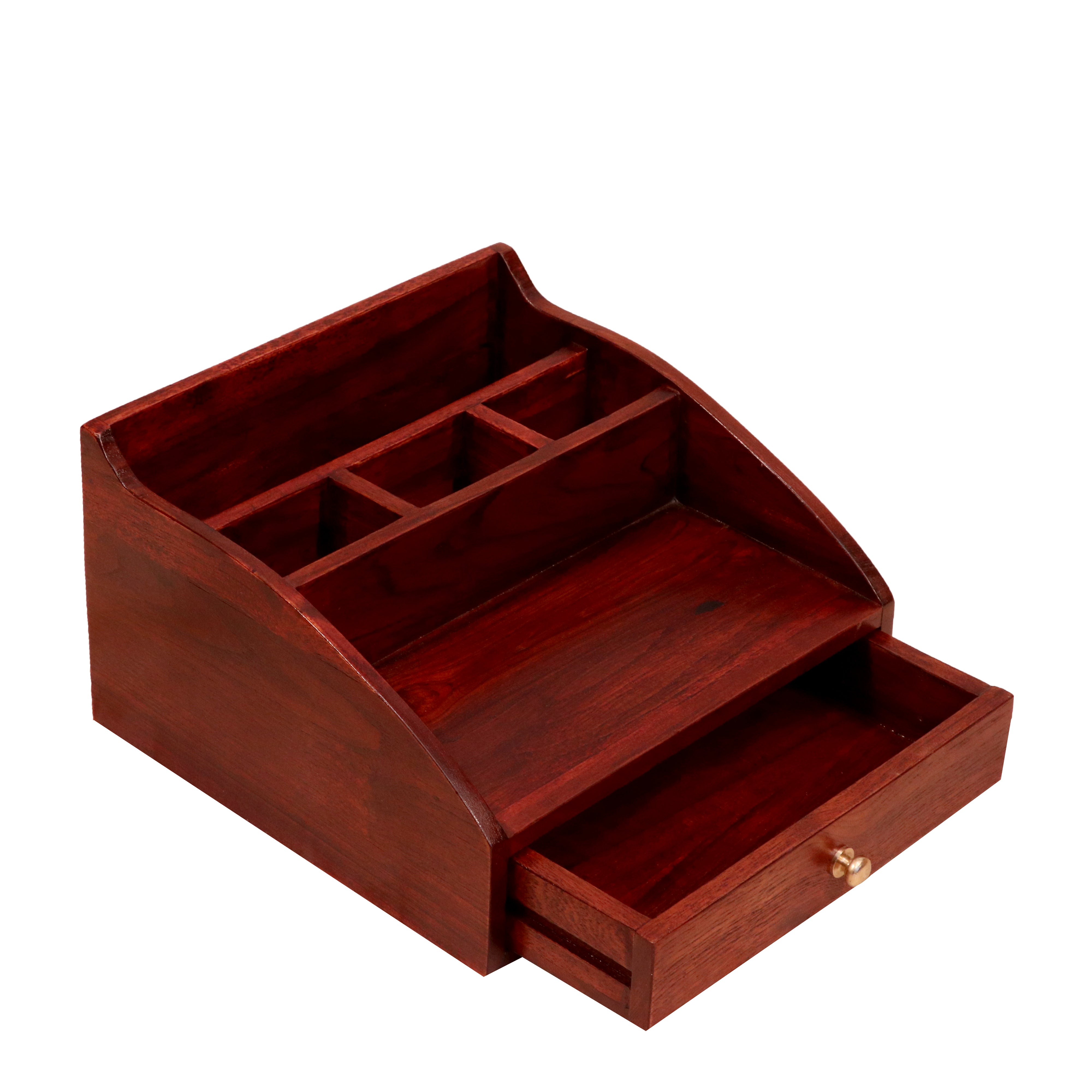Mahogany Multi Slots Handmade Classic Wooden Desk Organizer for Office Desk Organizer
