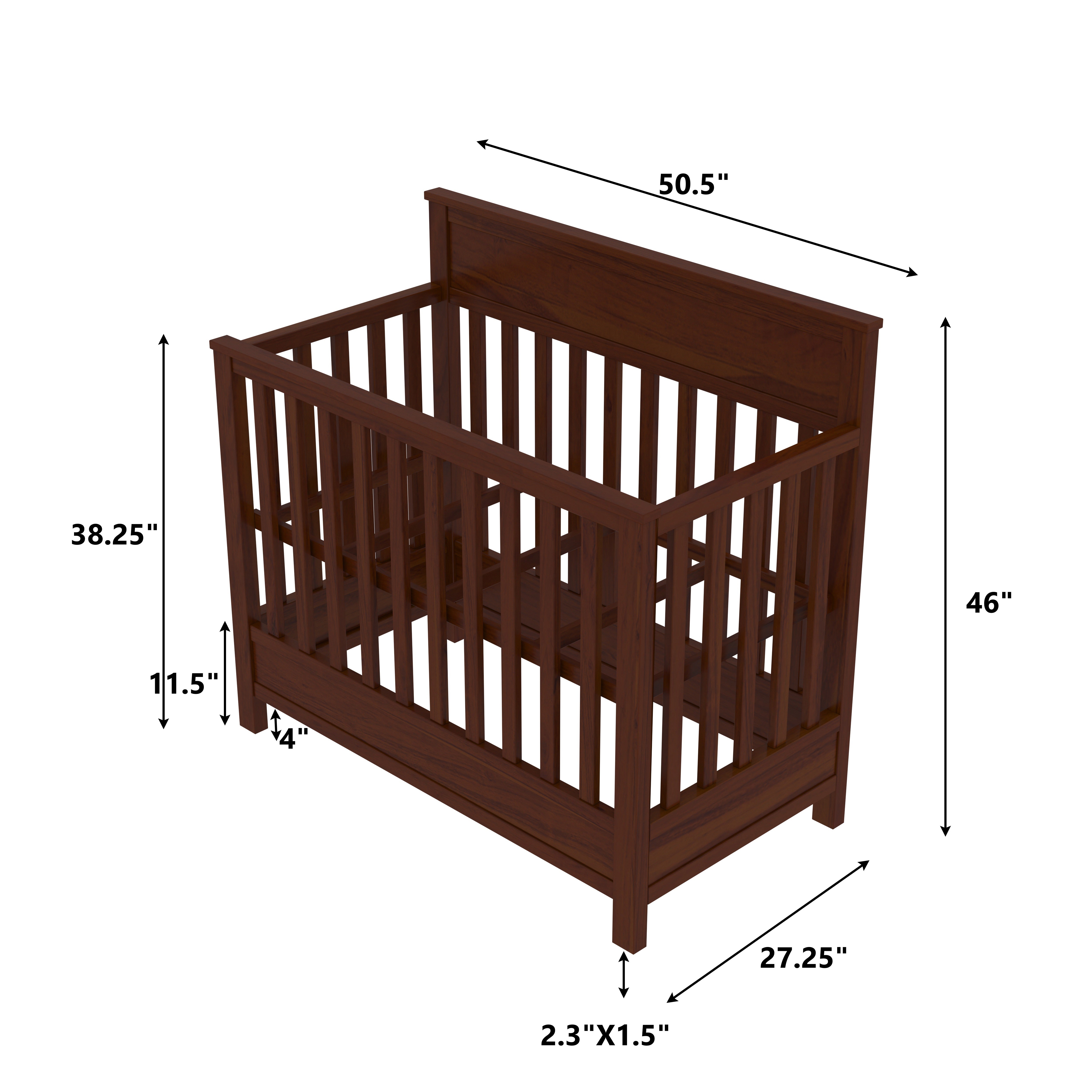 Aesthetic Dark Brown Finished Wooden Handmade Stripped Cradle Cradle