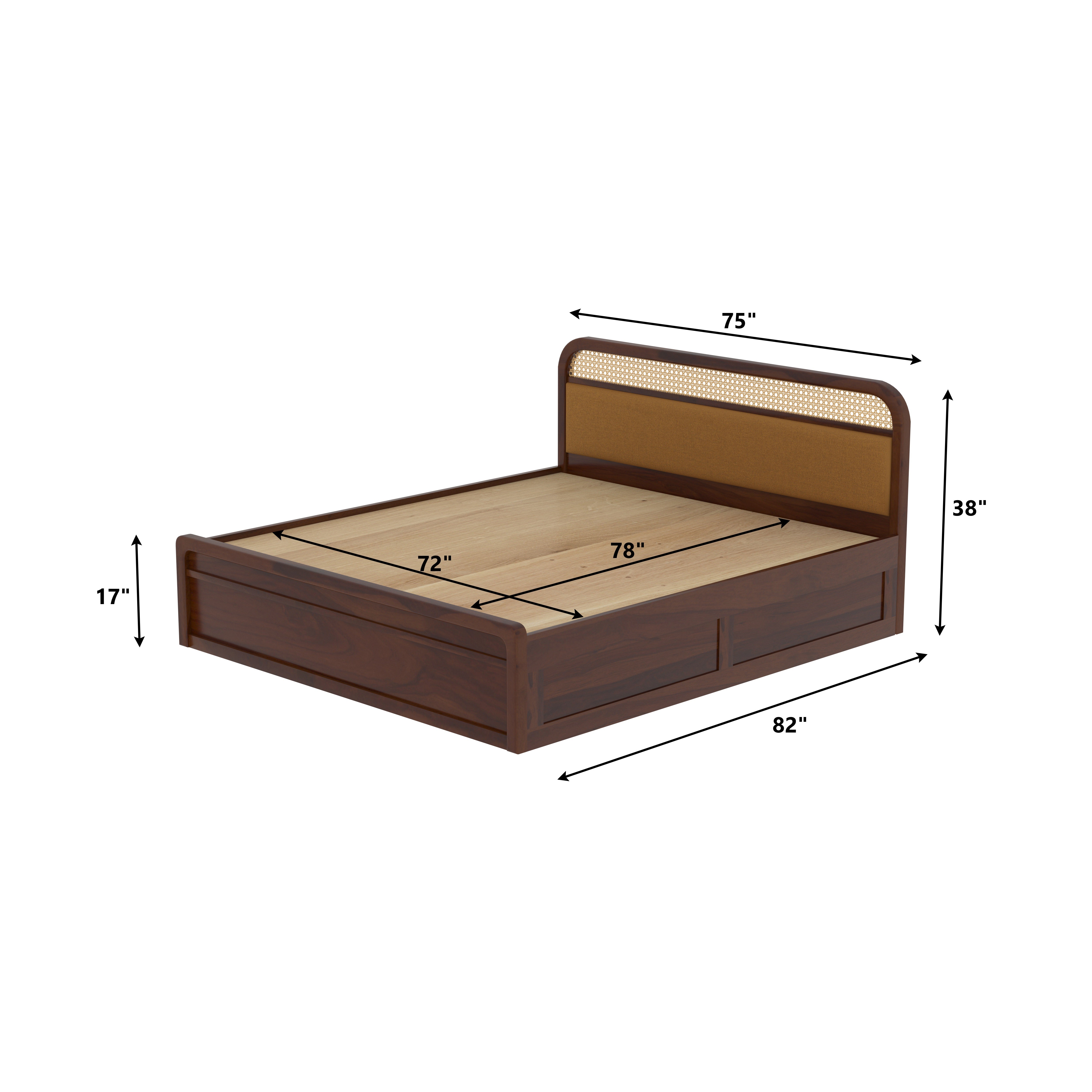 Rattan Cane King Size hydraulic Bed Bed