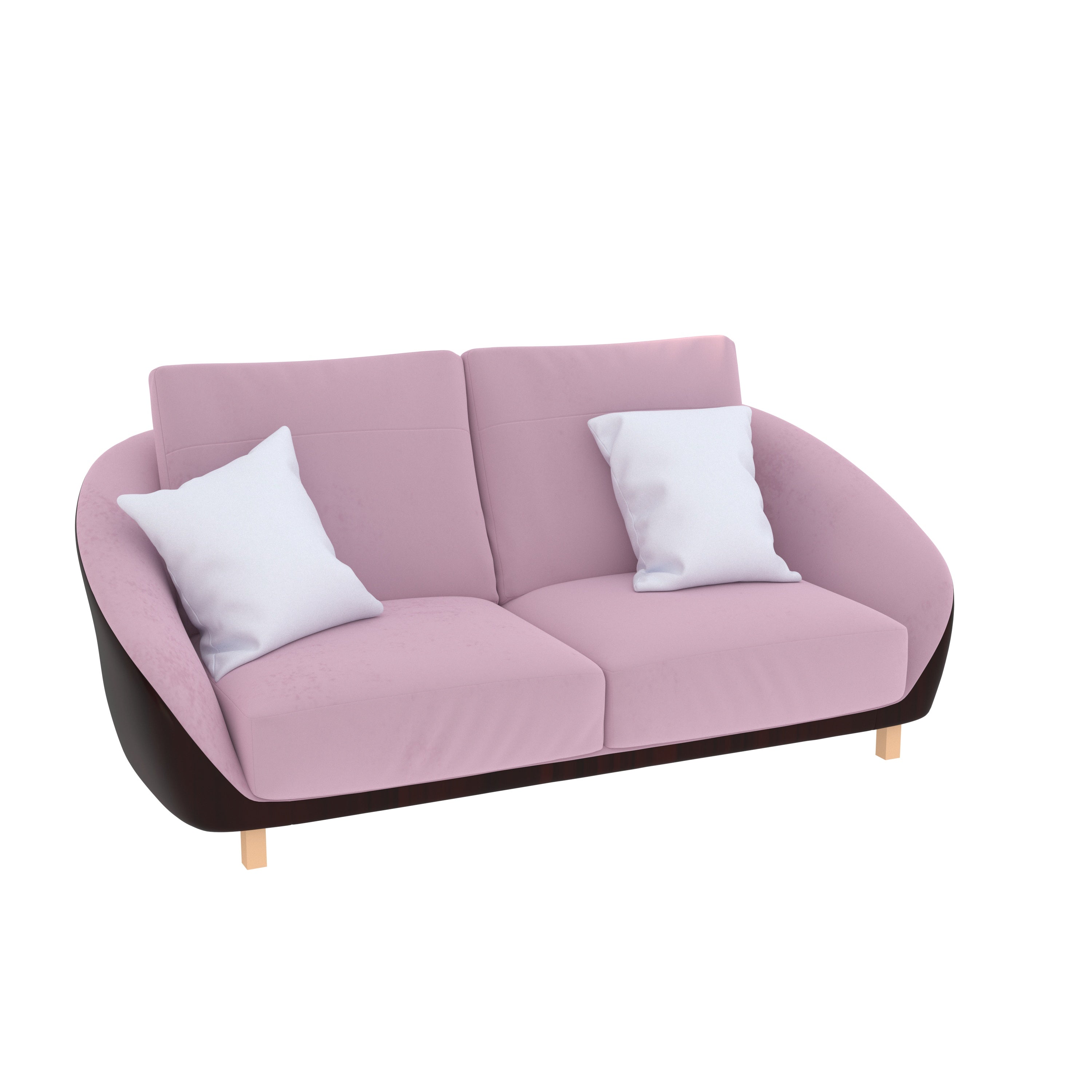 Flamingo Pink Smooth Finish Wooden 2 Seater Sofa Sofa