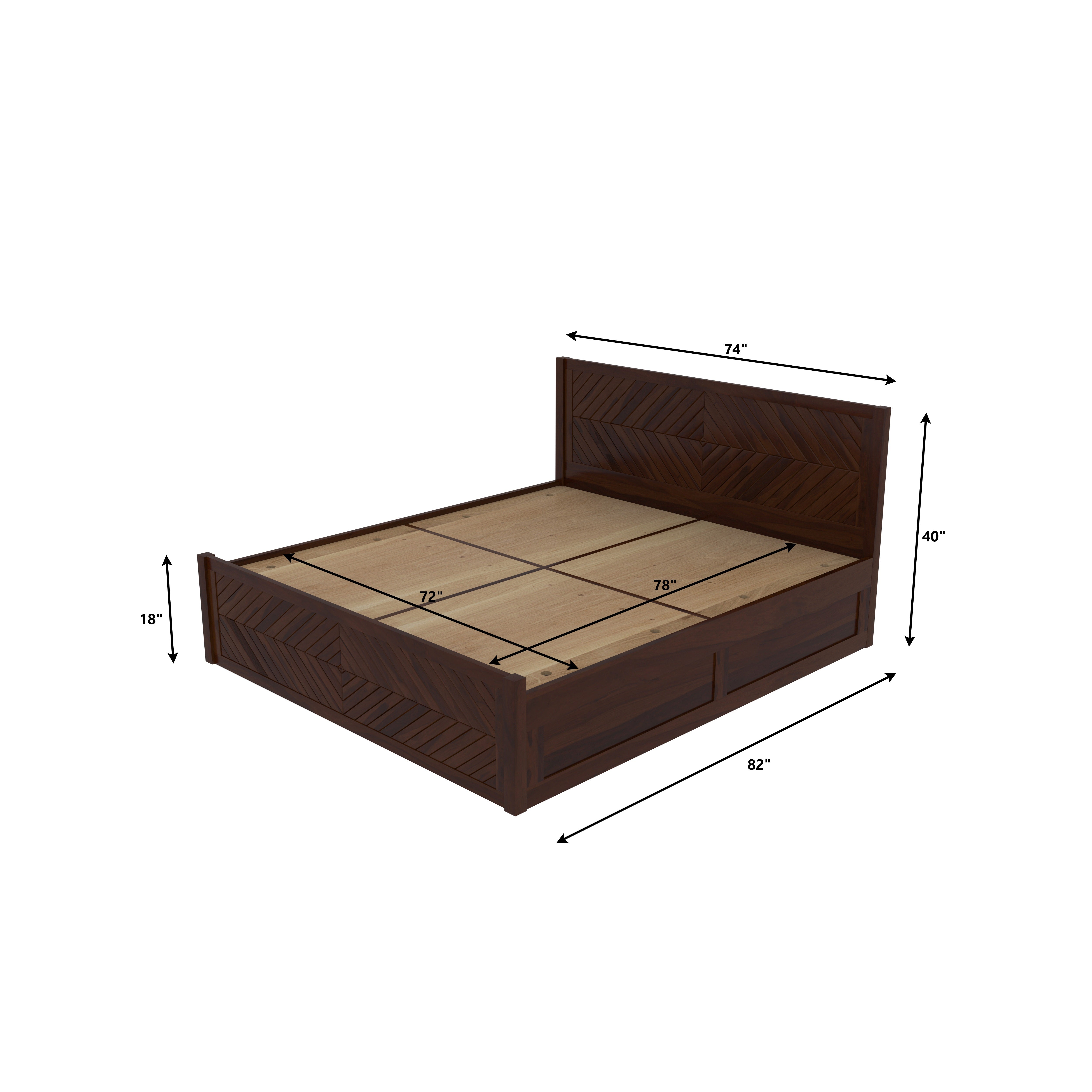 Scandinavian Contemporary Wooden Storage Bed Bed