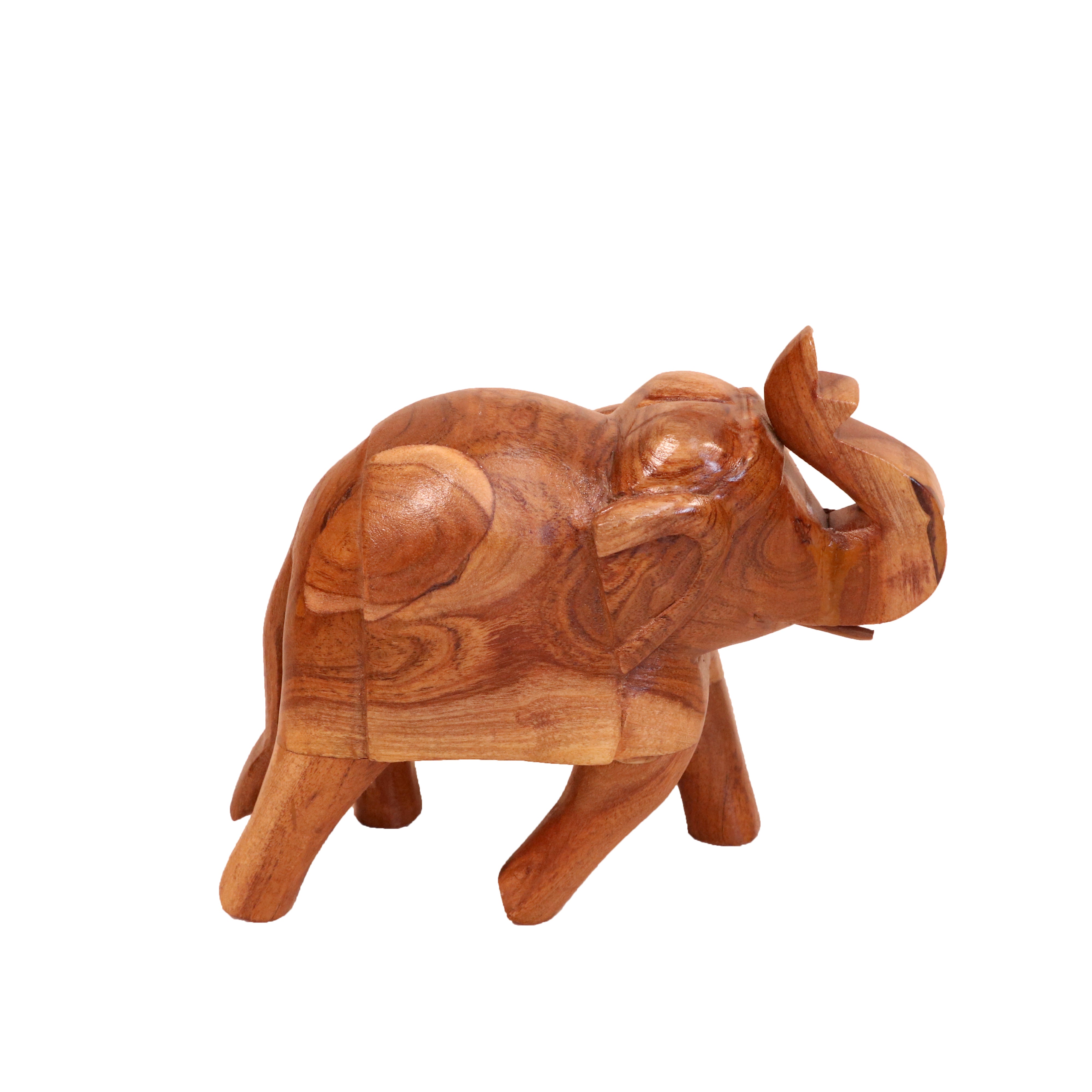 Walking Wooden Carved Decor Elephant Animal Figurine