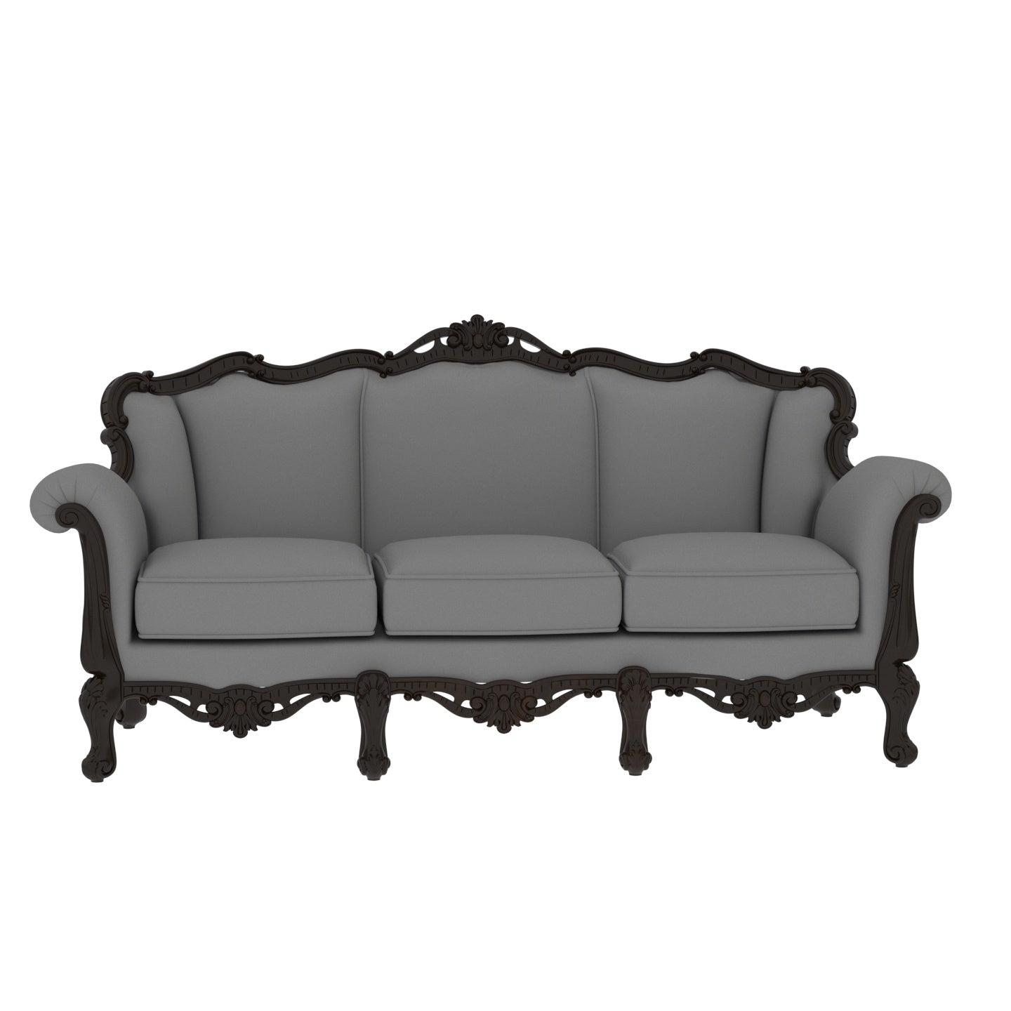 Glorious Gray Premium Style Wooden Guest Seating Sofa Set Sofa