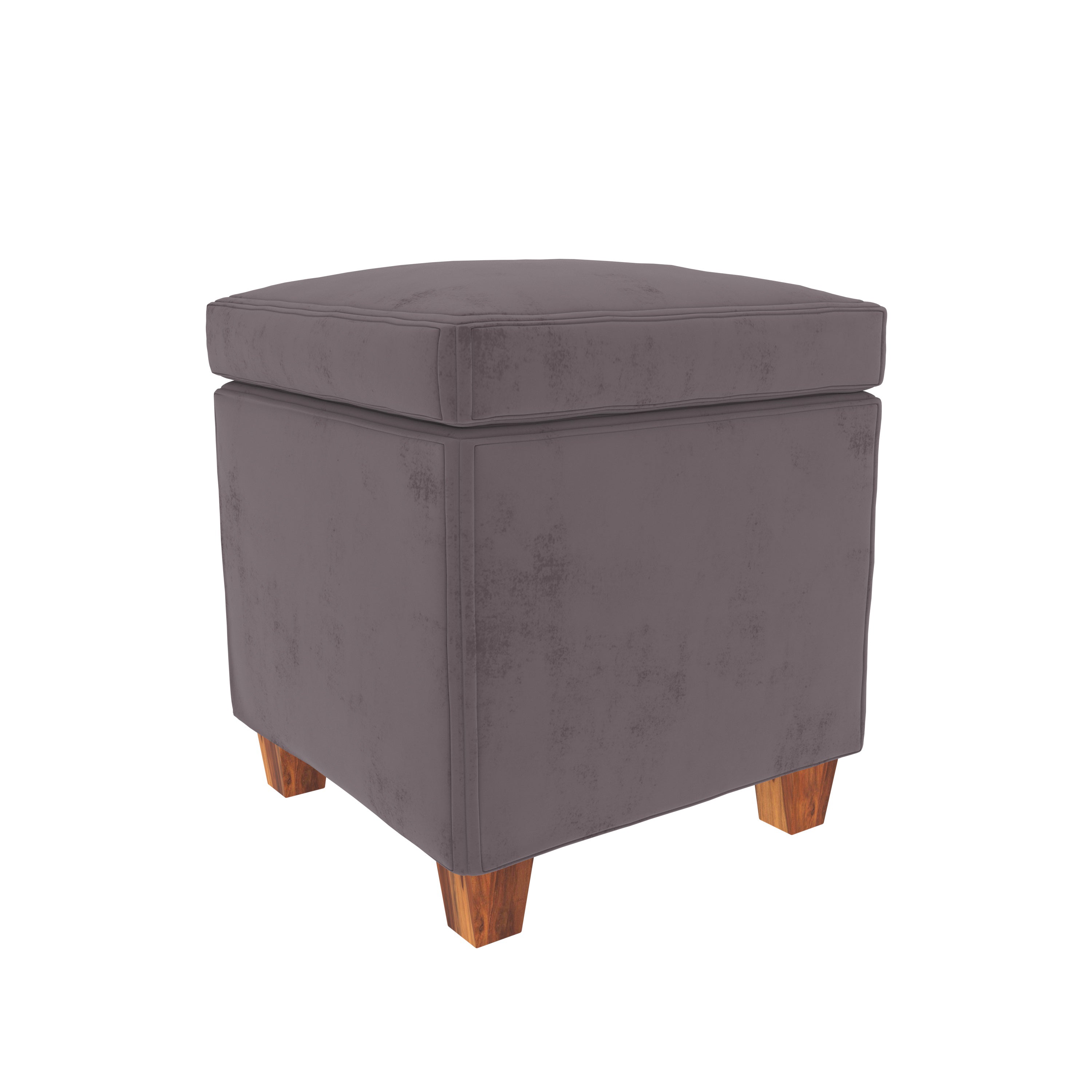 Melodious Truffle Gray Wooden Smooth Finish Light Seating Stool Pouf