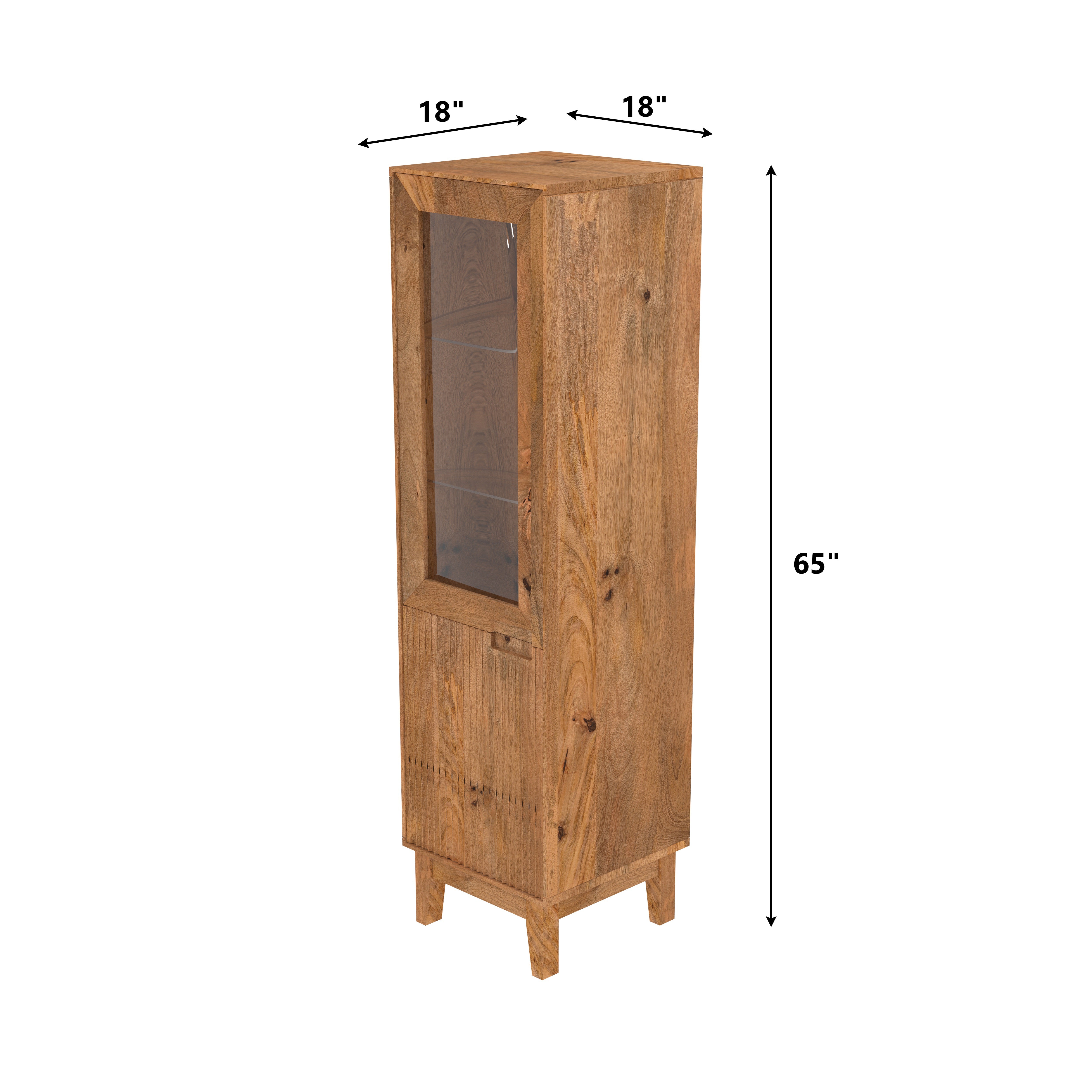 Solid wood Single door glass long Cabinet Cupboard