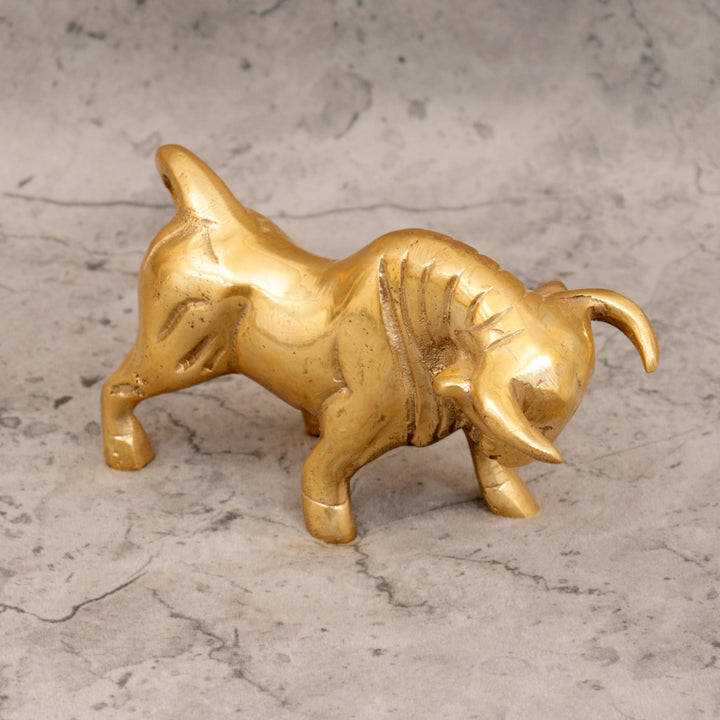 Royal Brass Roaring Bull Animal Figurine