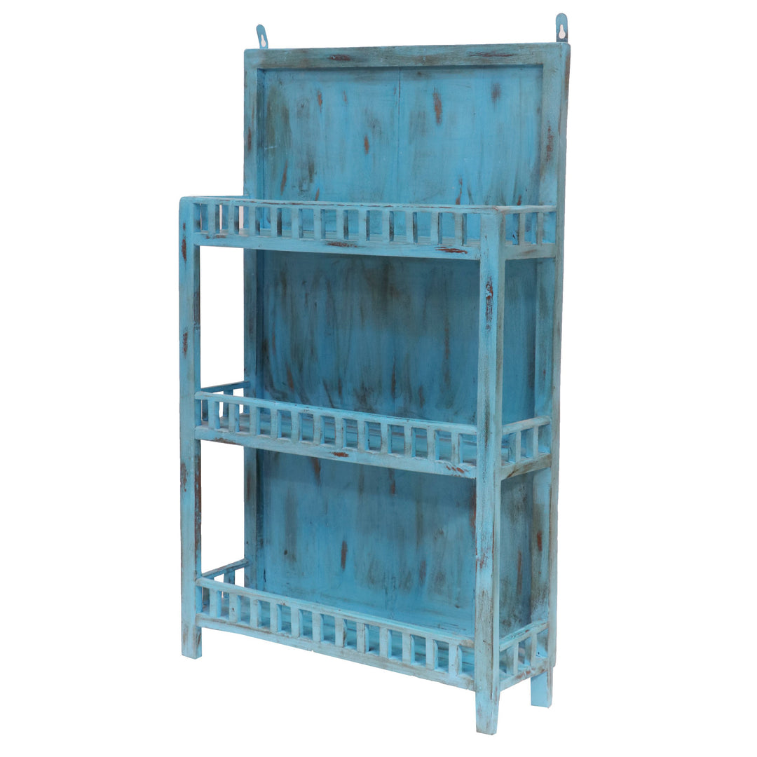 Antique Blue touch wall hanging Solid wood Rack Rack