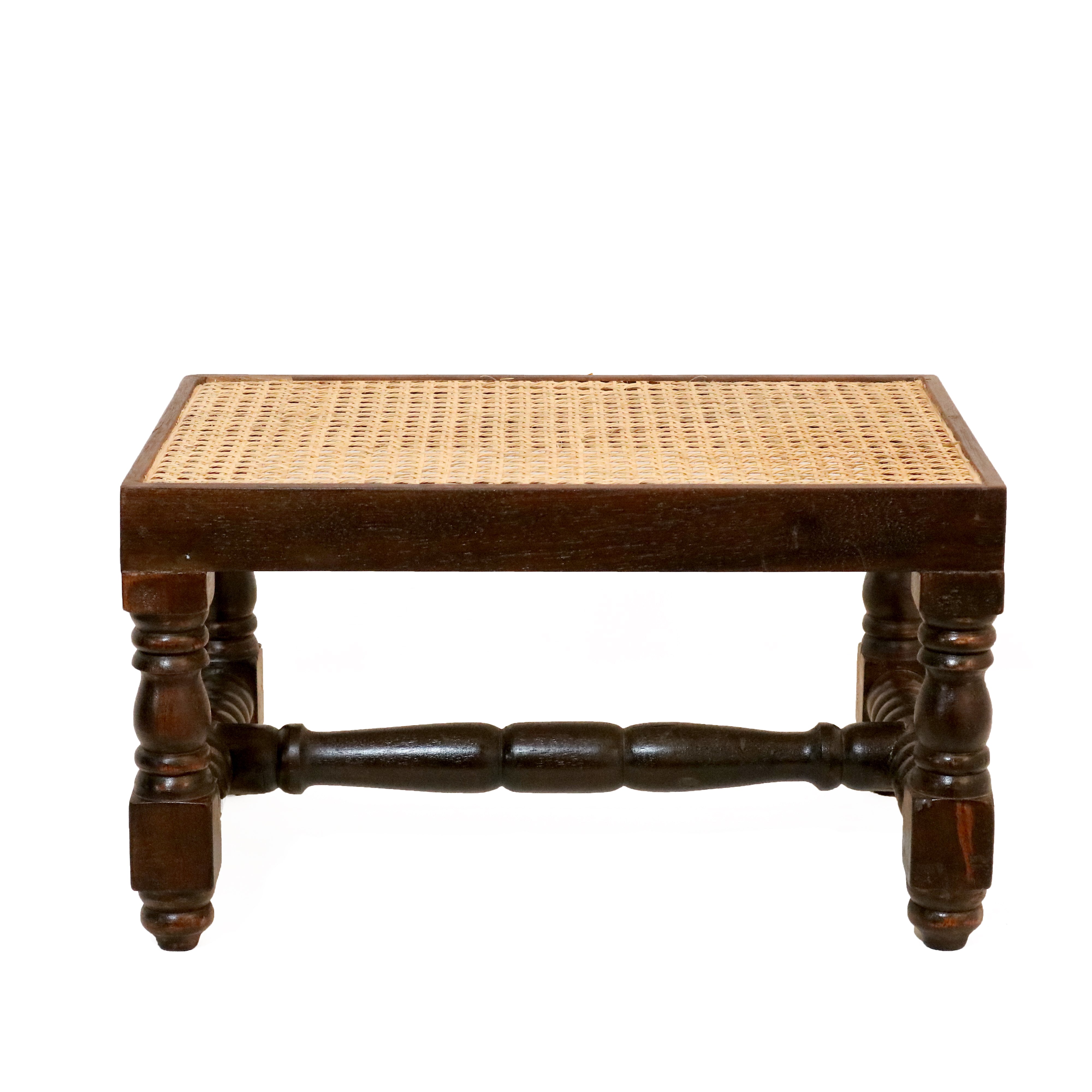 Solid Wooden Intricate Cane Stool Stool