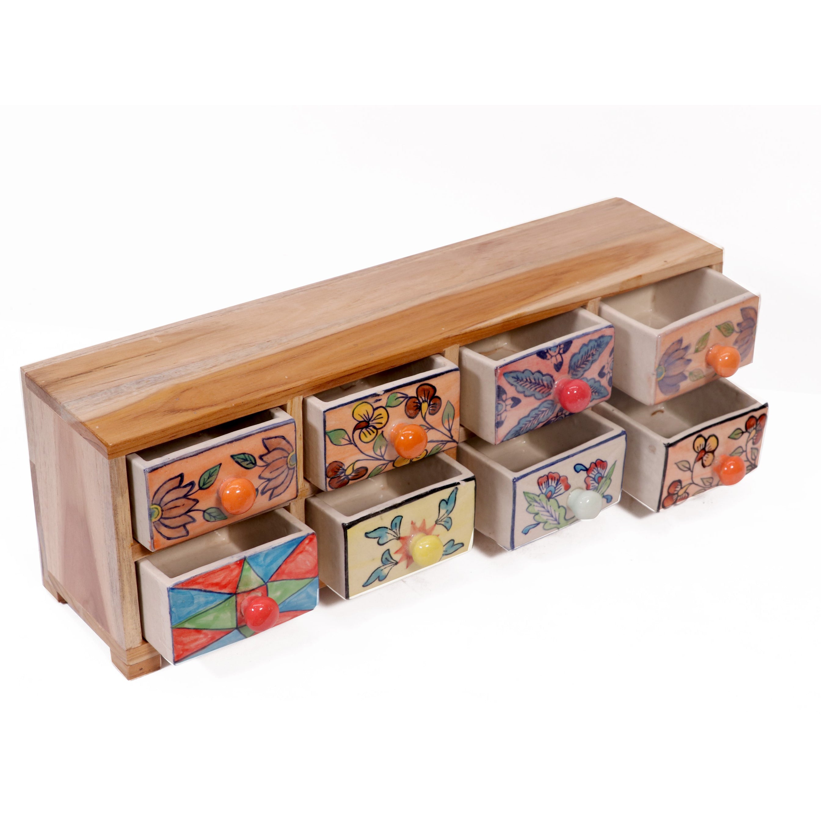 Slim 8 drawer wide ceramic organizer Desk Organizer