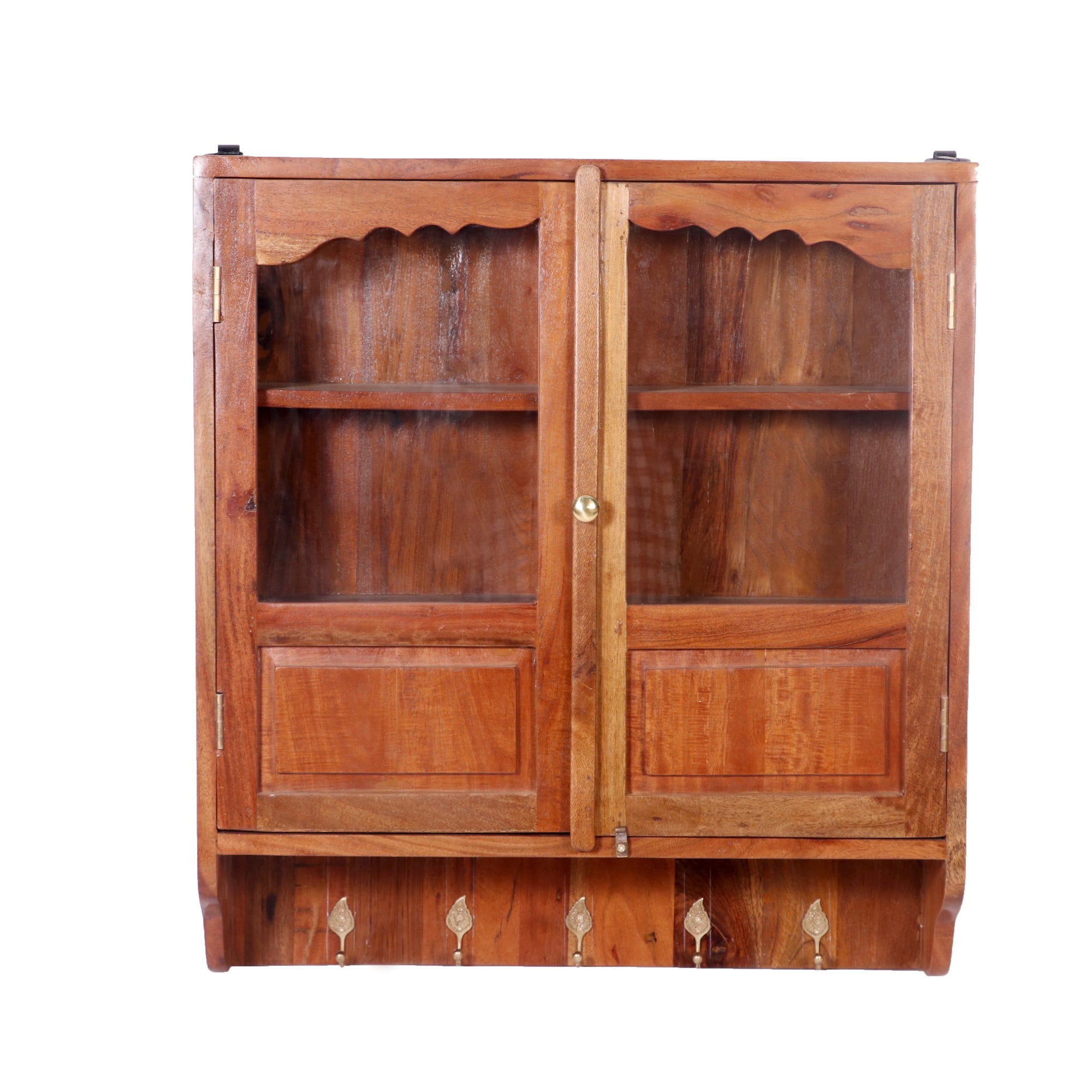 2 Door Wooden Wall cabinet with with 3 Shelf & Hooks Wall Cabinet