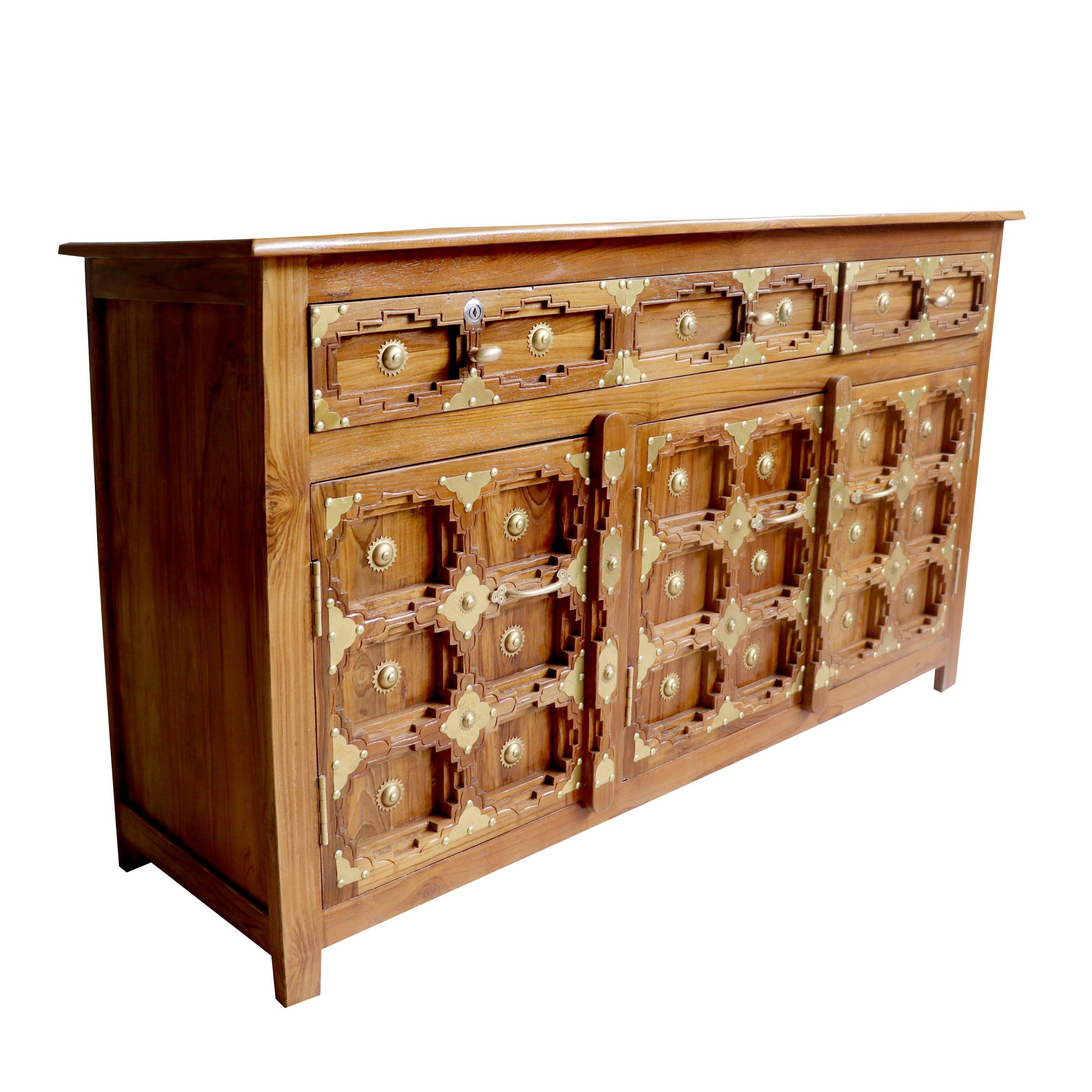 Brass work Carved Cupboard (48 x 18 x 32 Inch) Cupboard