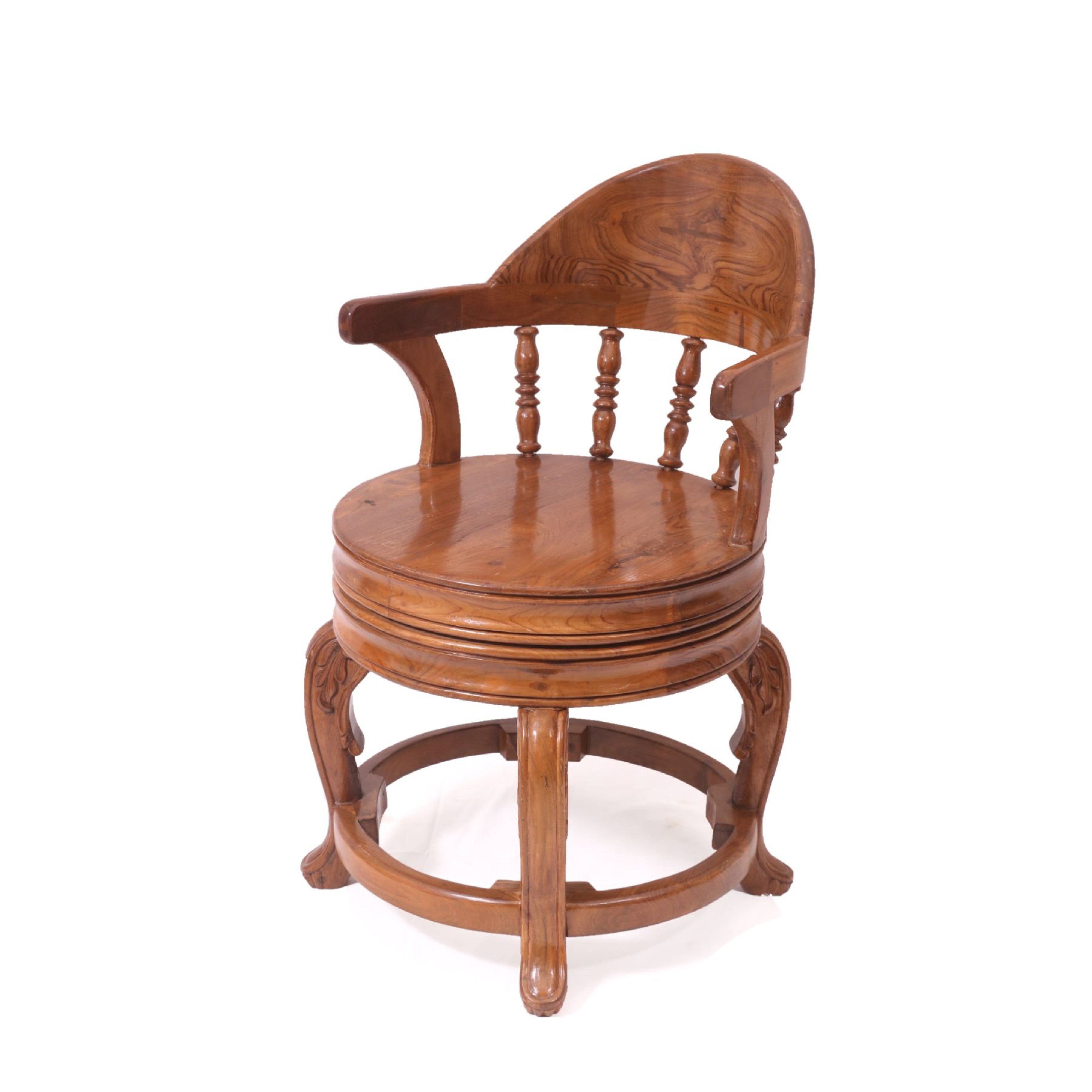 Rounded Carved Wooden Chair Arm Chair