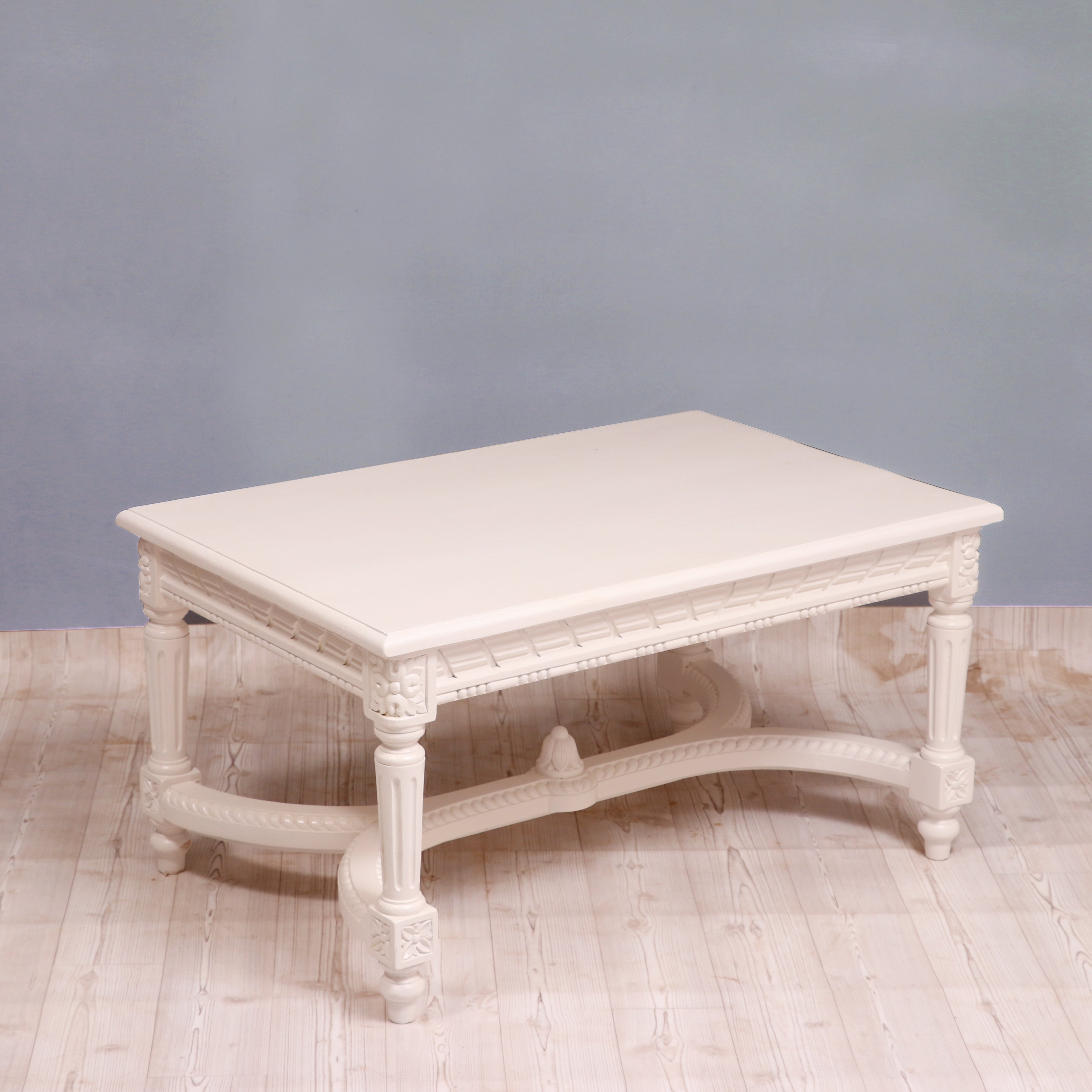 Ethnic carved intricate design white duco teak wood Coffee table Coffee Table