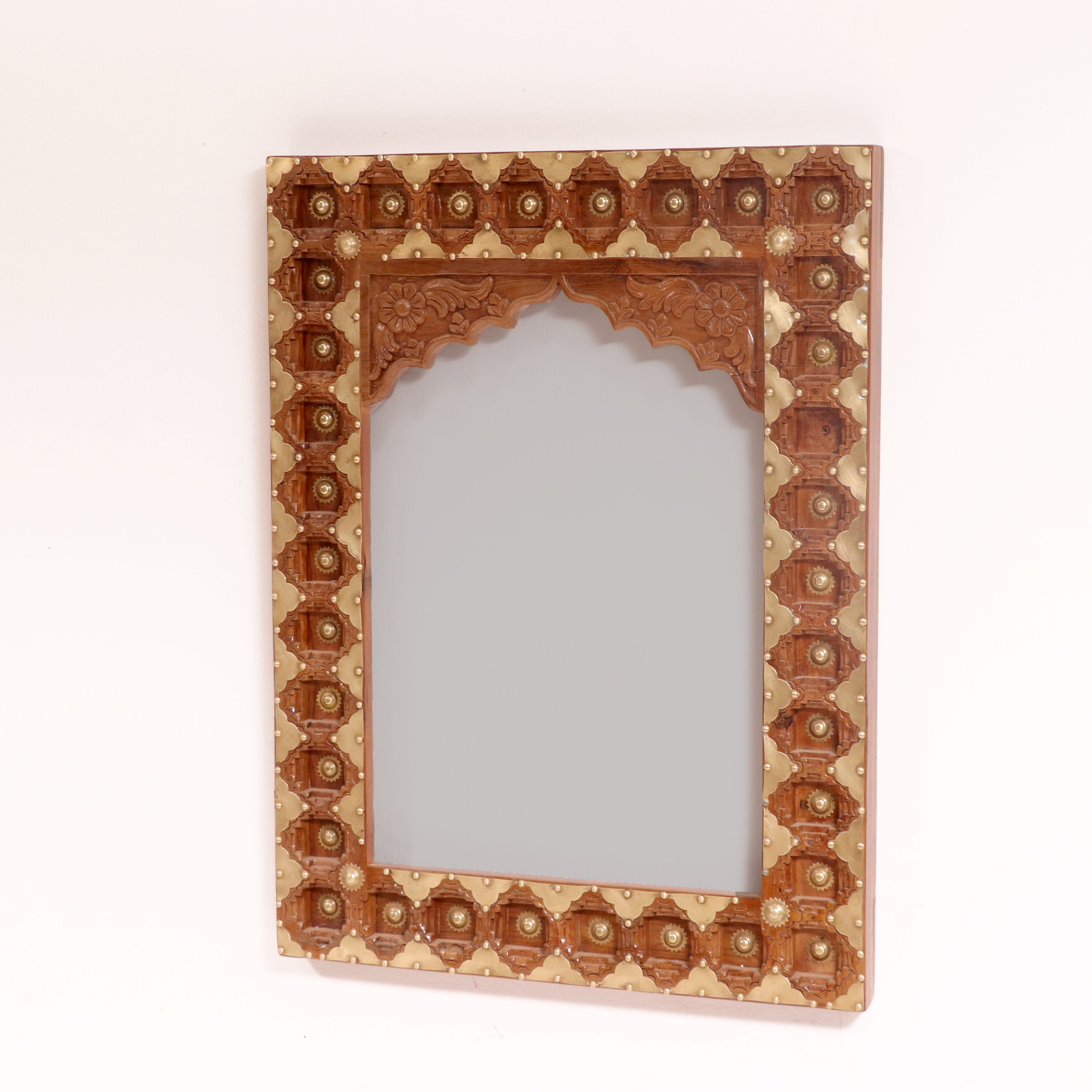 Teak wood brass work traditional Mirror Mirror