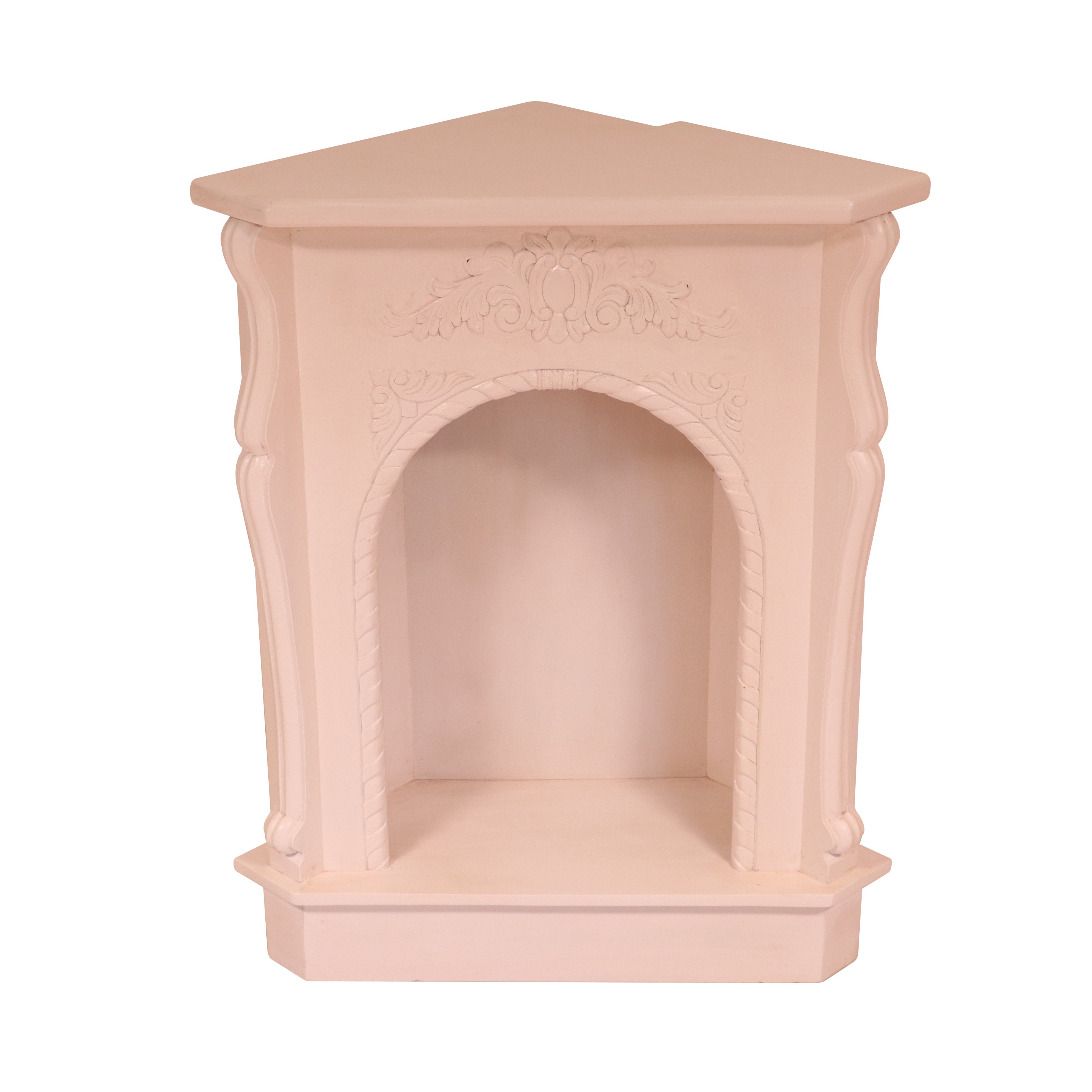 Compact solid paint corner fire mantel Console Table