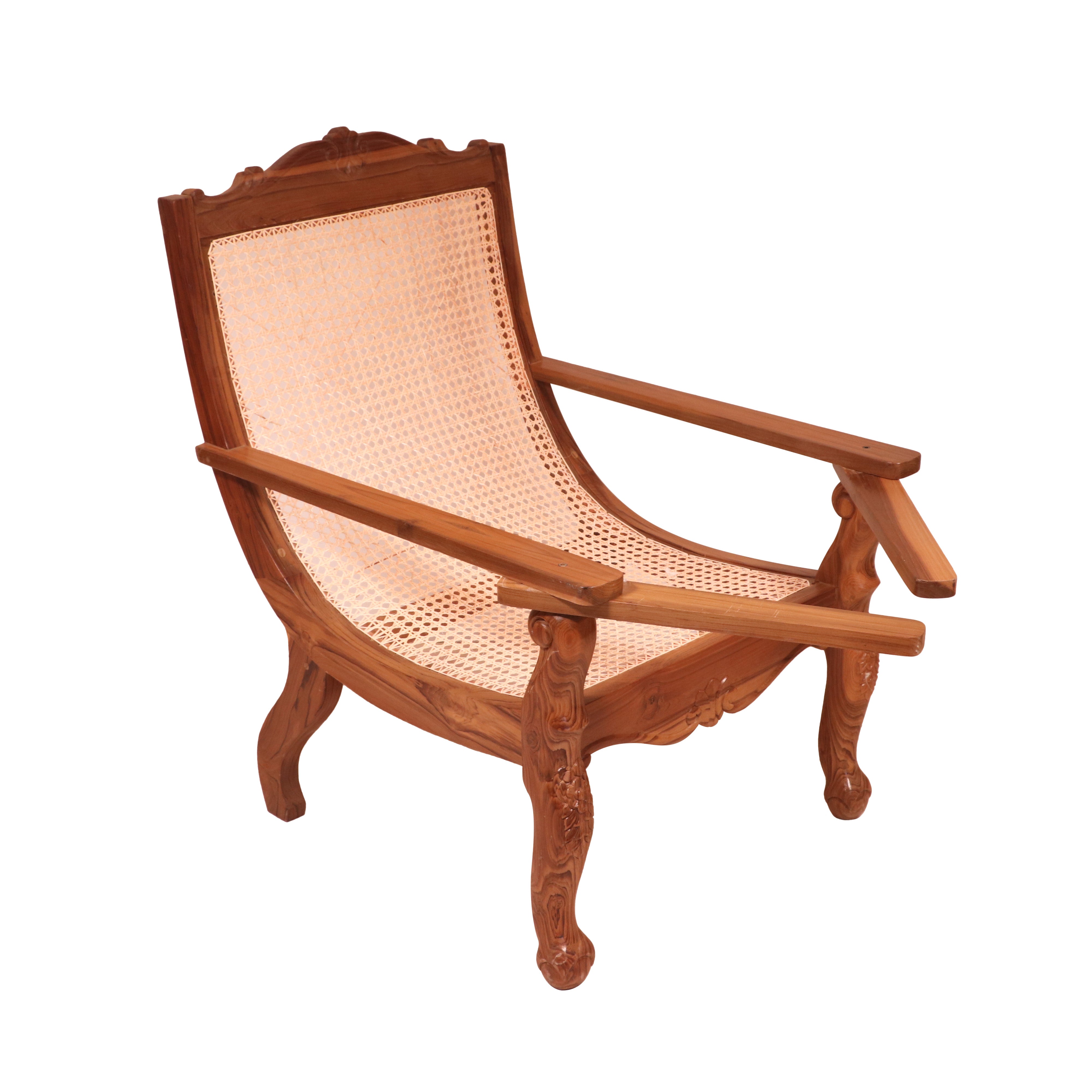 Elegant Teak Wood Cane Back Easy Chair Comfort and Style Combined