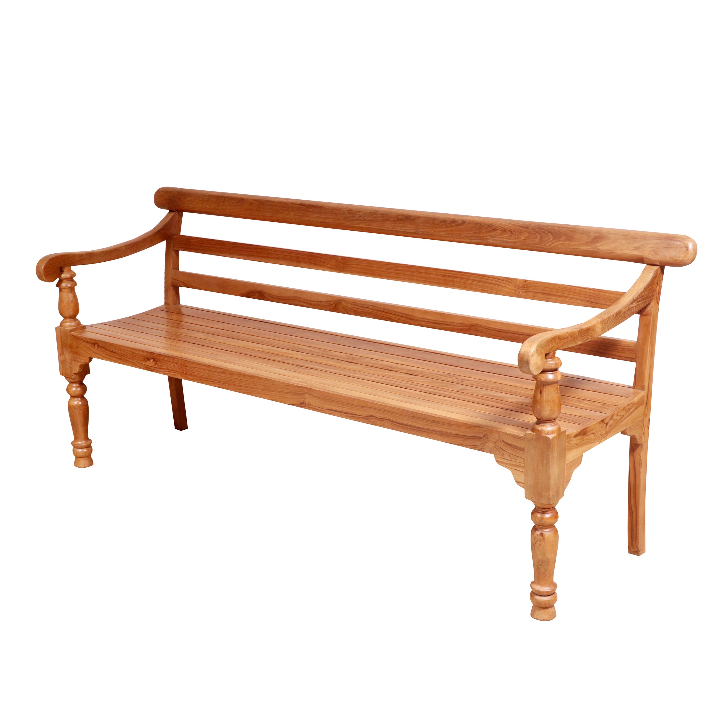 Antique Long Teak Finish Handcrafted Wooden Bench for Home