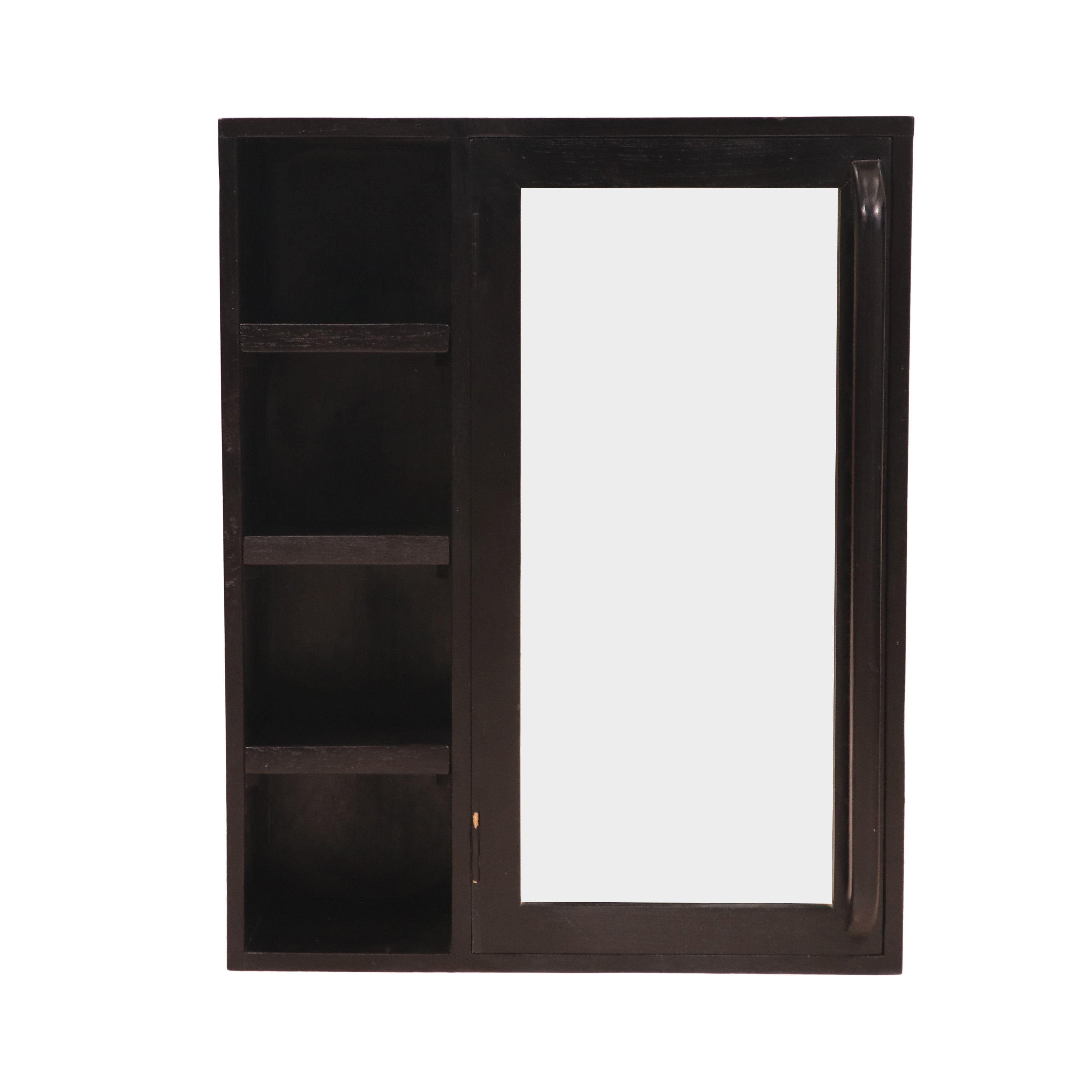 Denver Dark Polished Handmade Mirror & Wooden Wall Cabinet for Home Wall Cabinet
