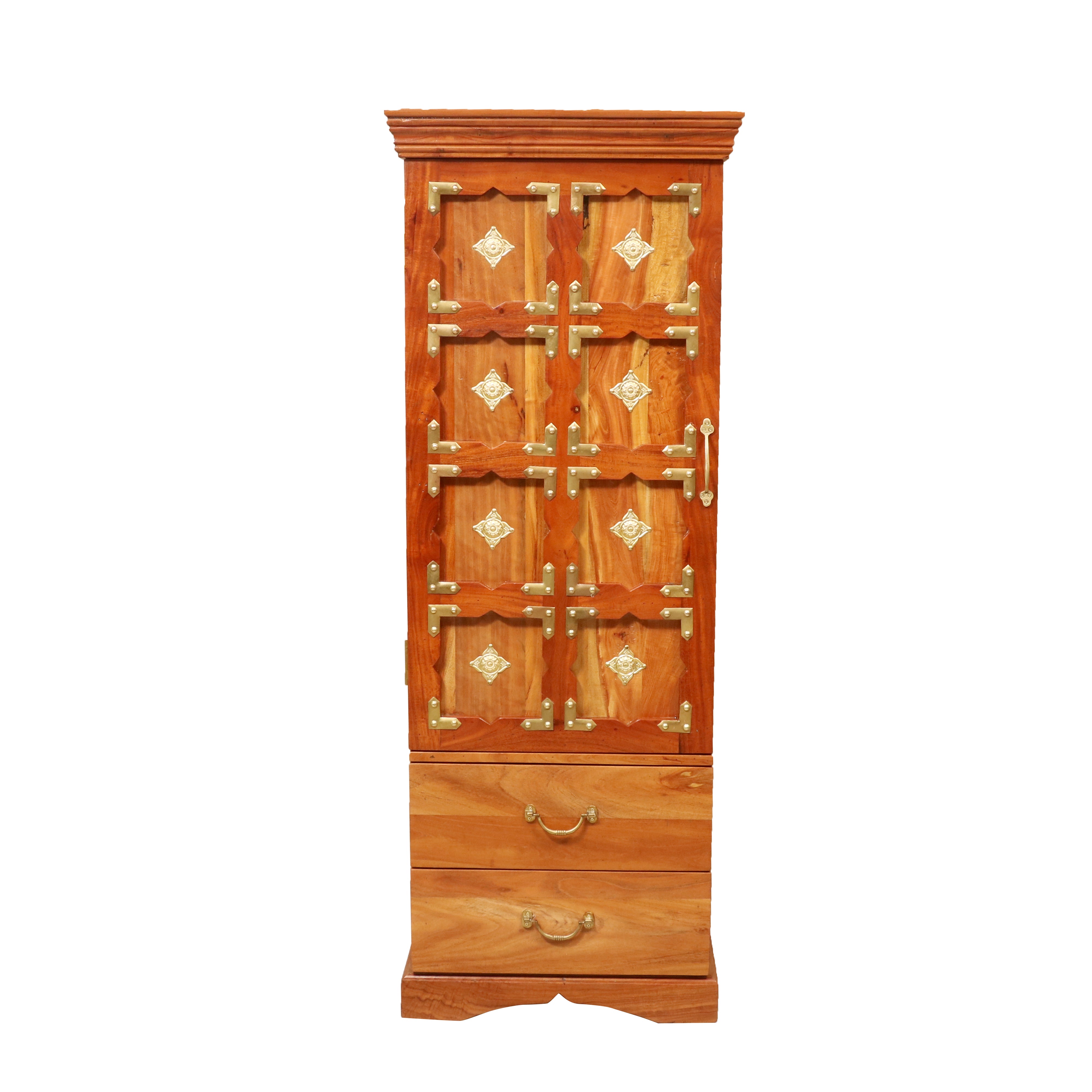 Natural Tone Solid Wood Rustic Cabinet Showcase