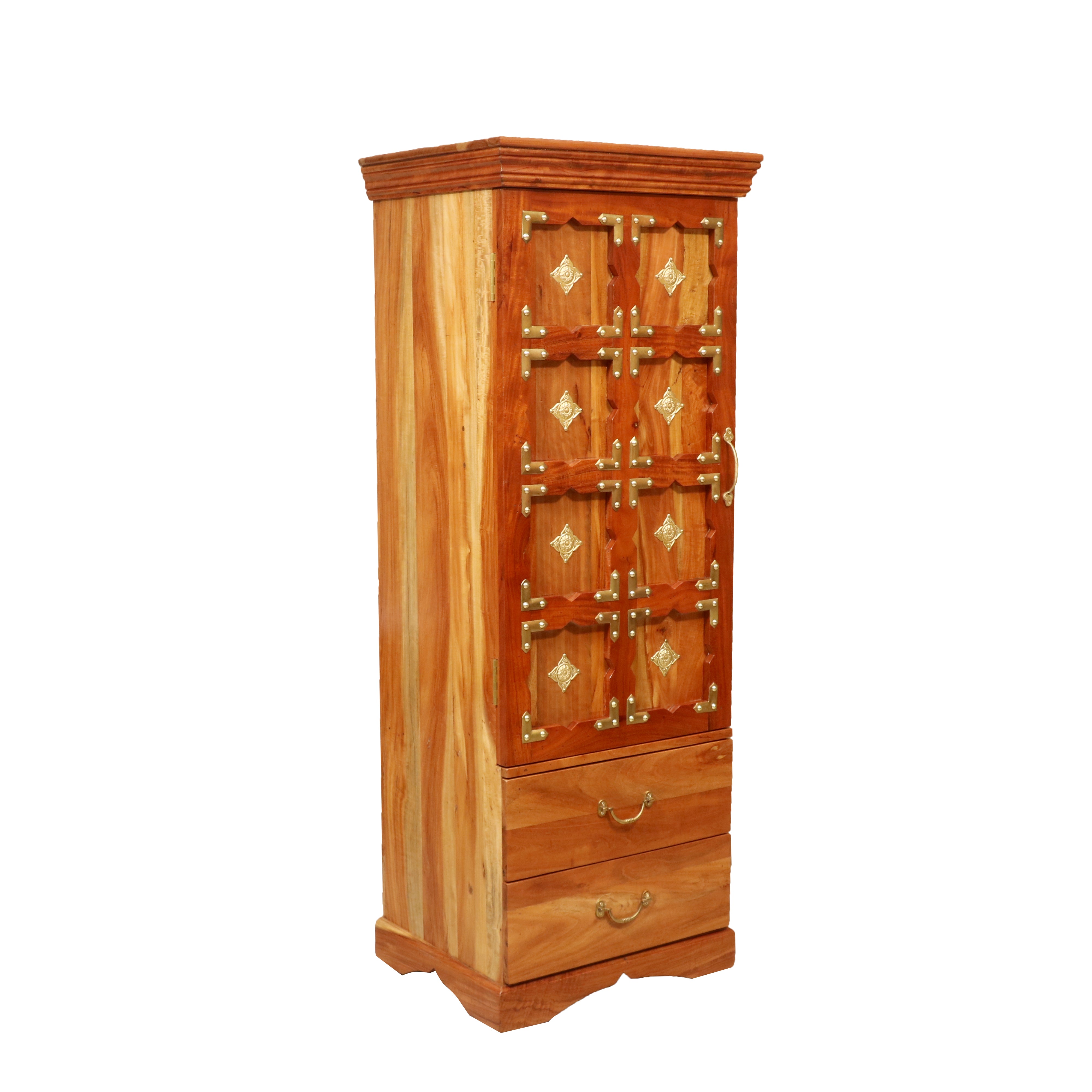 Natural Tone Solid Wood Rustic Cabinet Showcase