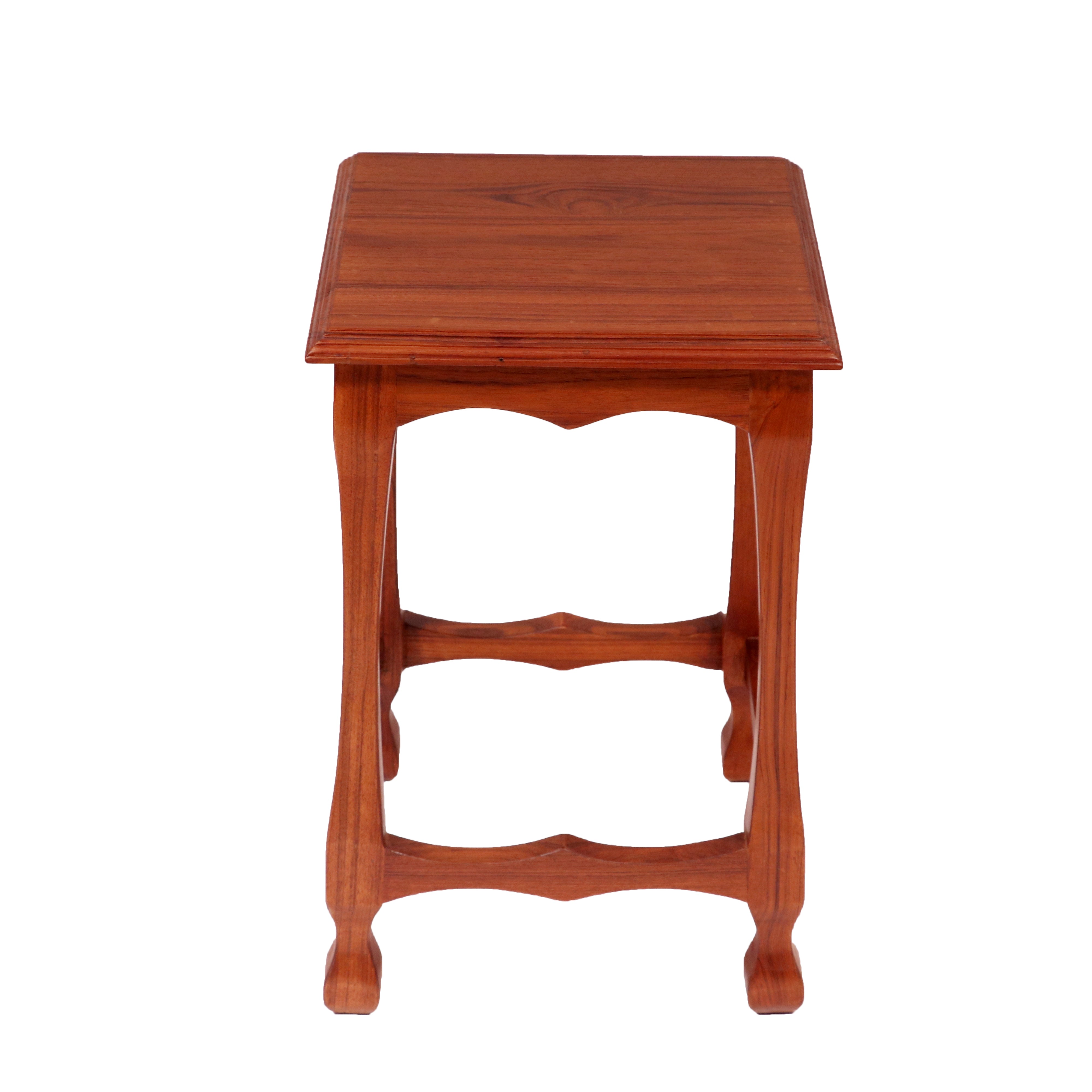 Classic wave pattern durable Teak wood stool Stool