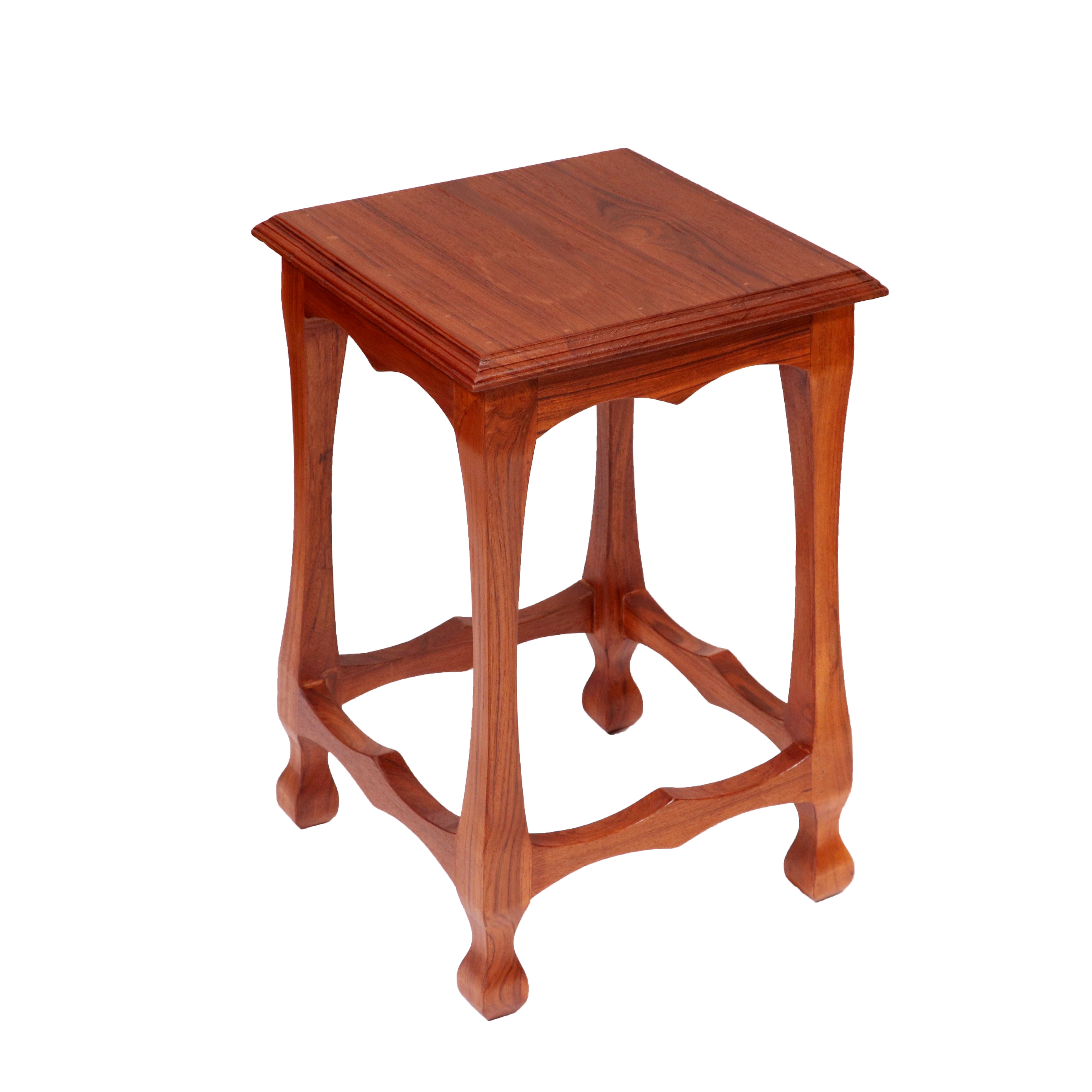 Classic wave pattern durable Teak wood stool Stool