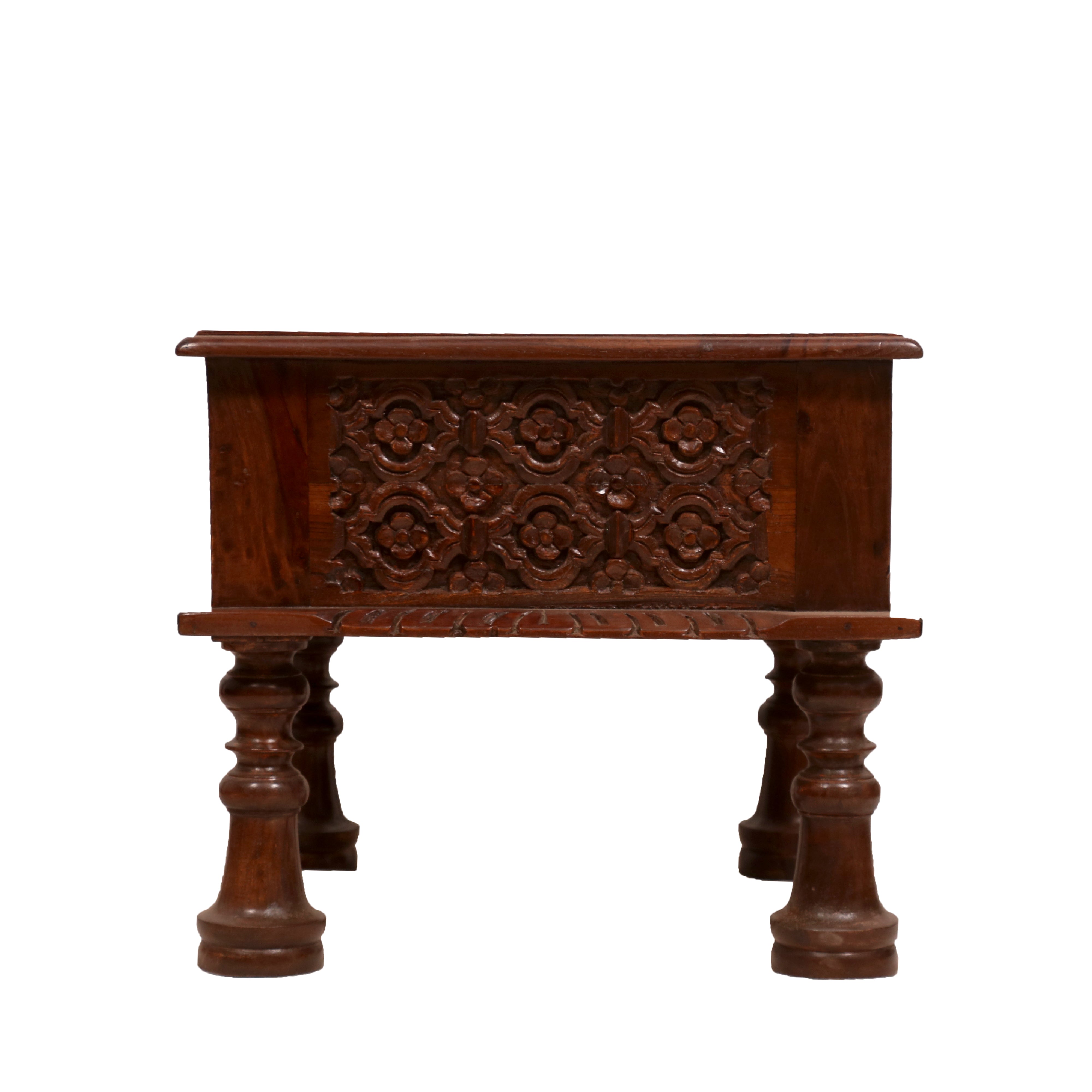 Rustic Carved End Table End Table