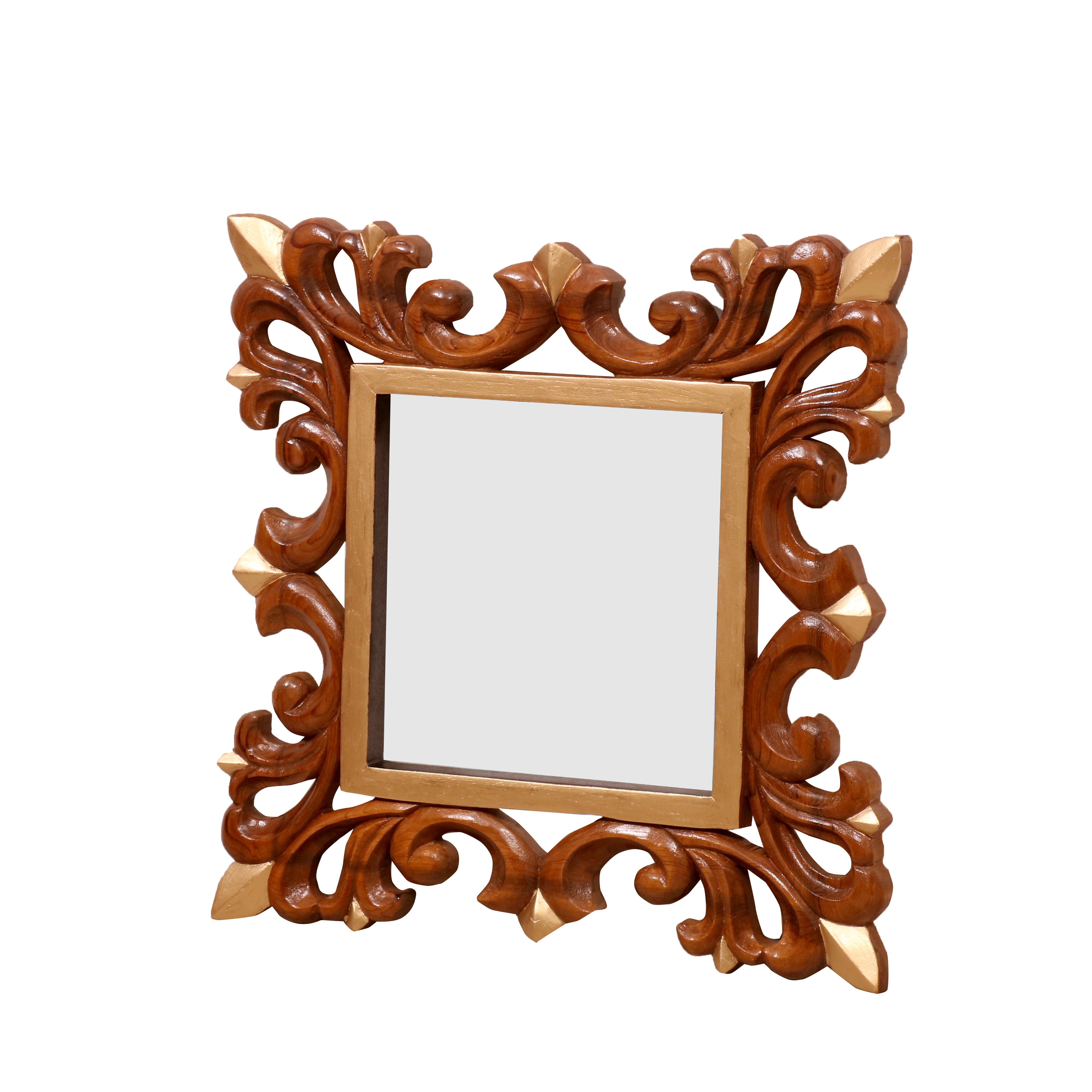 Wooden Square Mirror leaf style Mirror