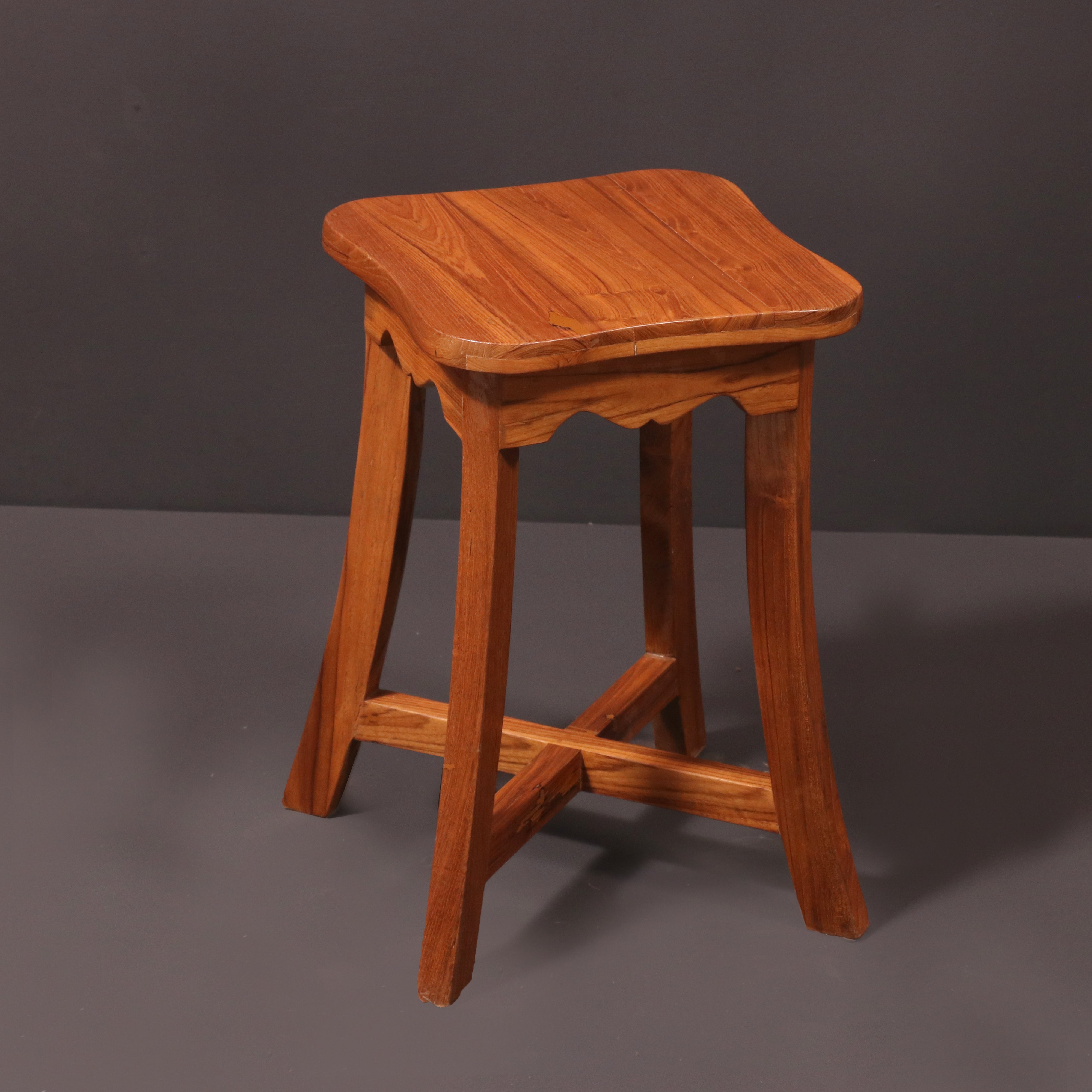 Carved and Curved Teak Stool Stool