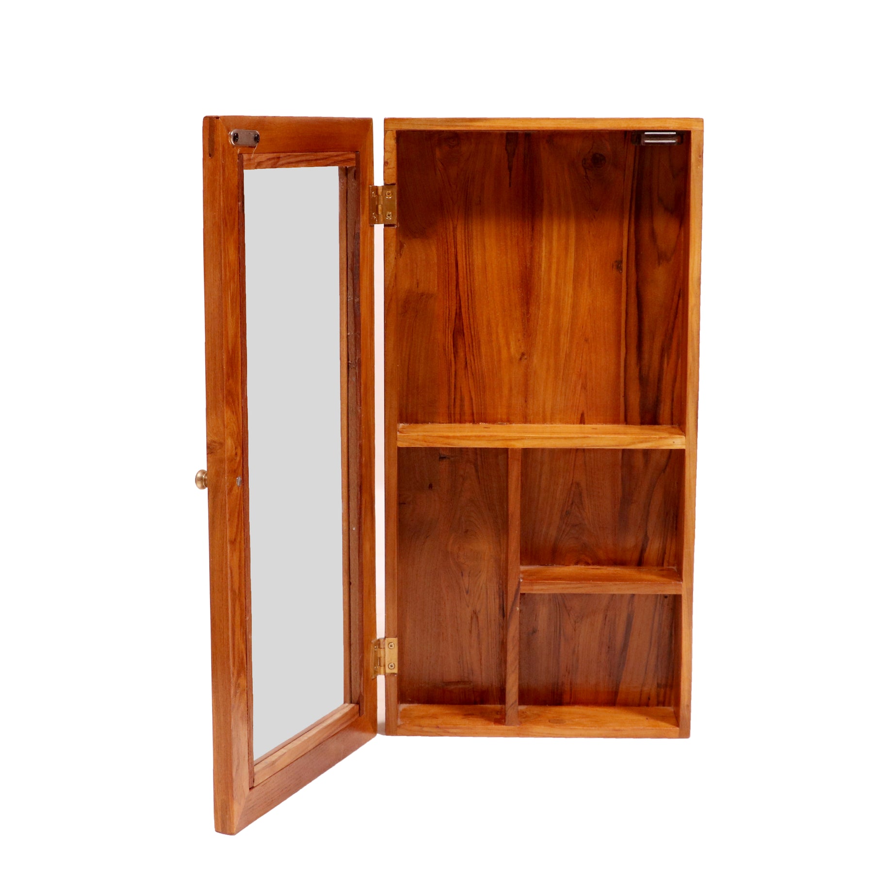 Image showcasing Compact Solid Teak Wood Wall Hanging Cabinet - Space-Saving Storage ...