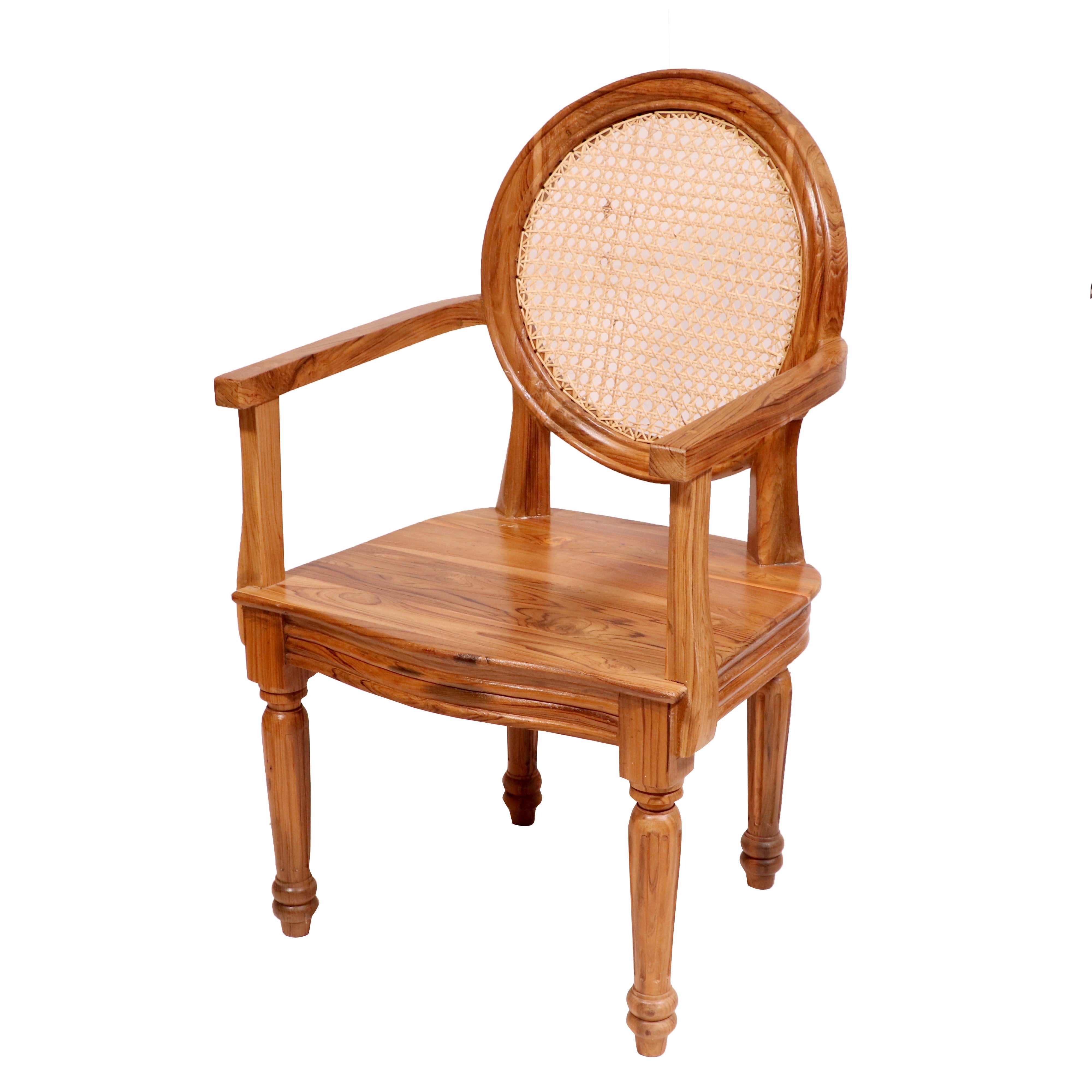 Classic Cane Back Sturdy Wooden Arm Chair