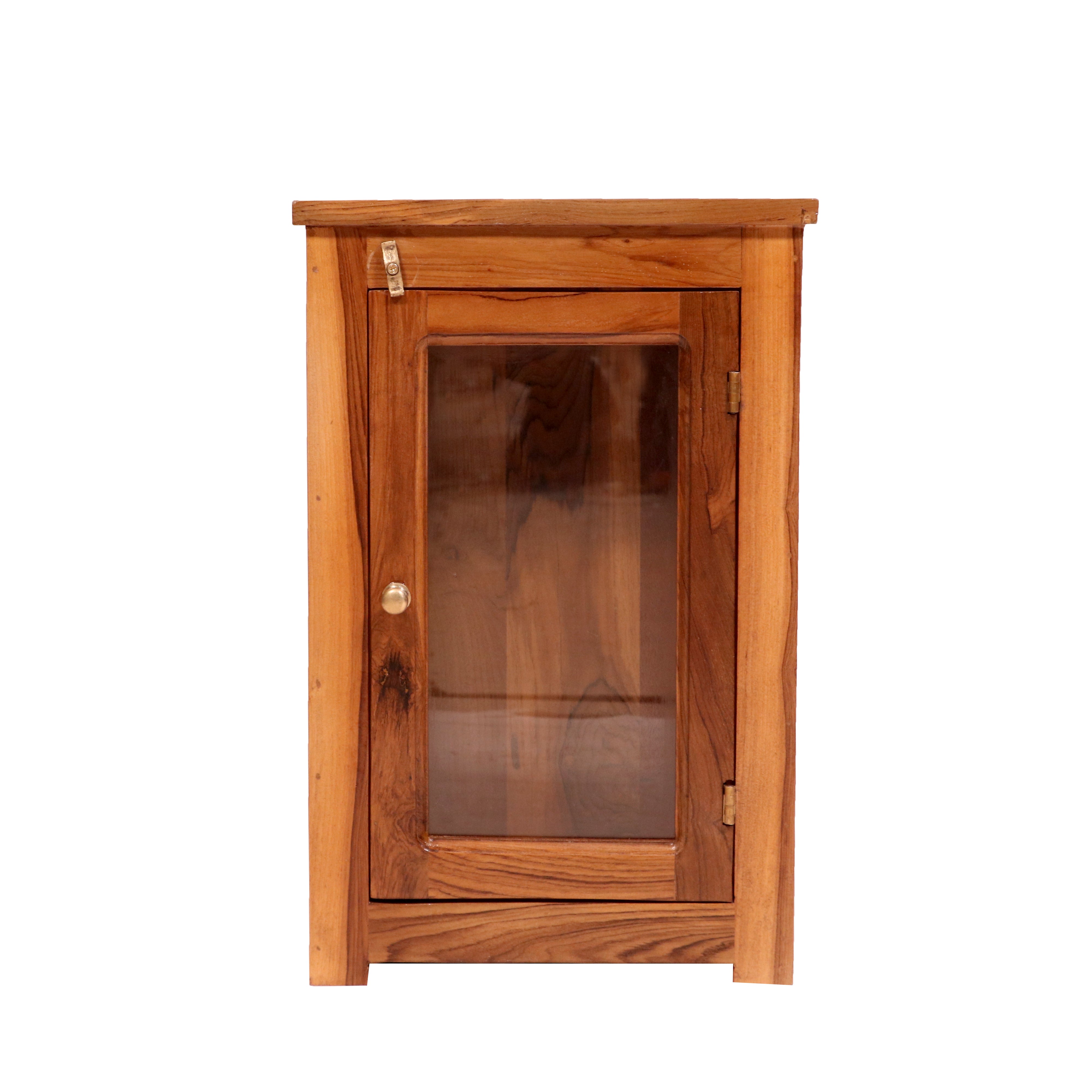 Solid teak glass door compact wall hanging cabinet Rack